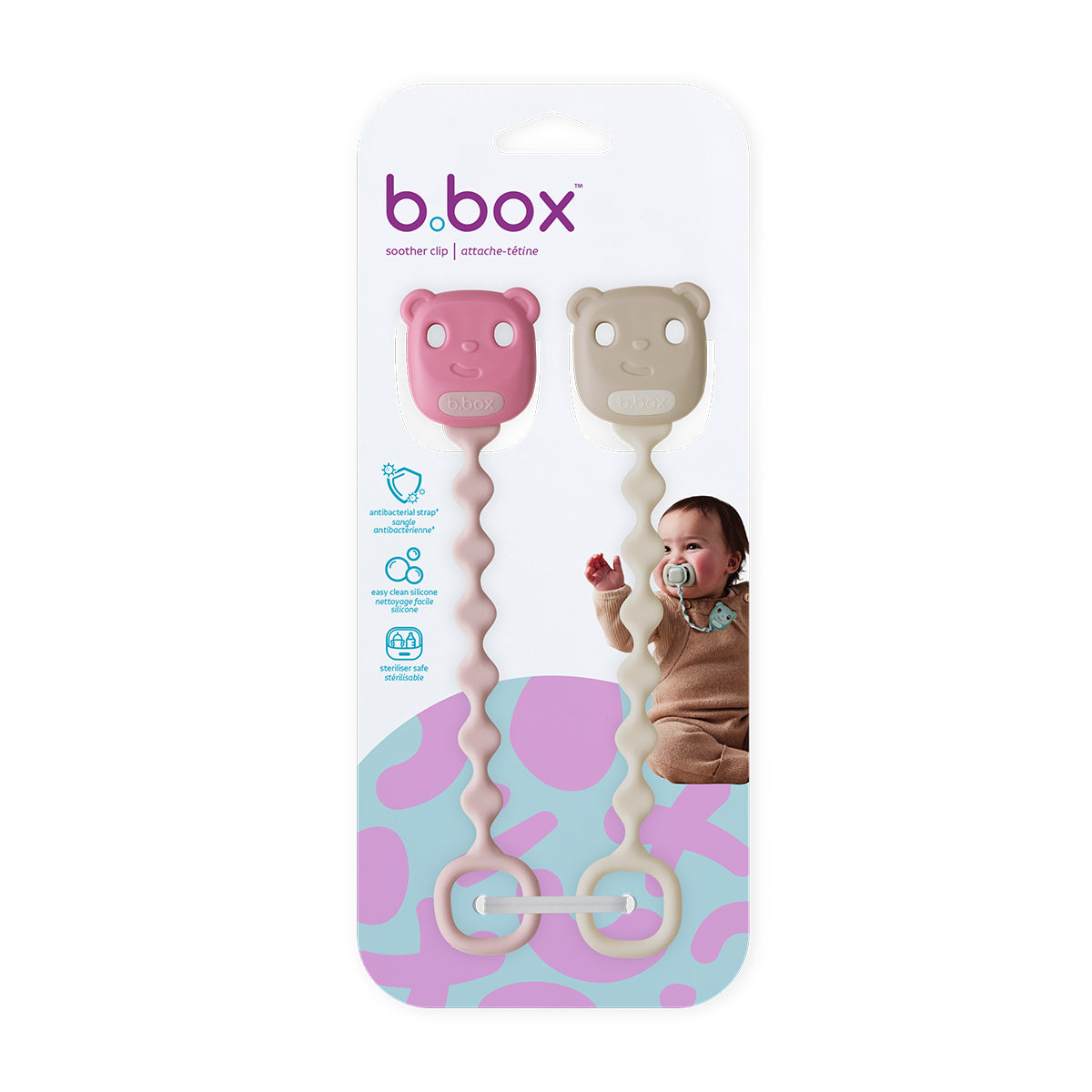 b.box Soother Clips Blush/Vanilla