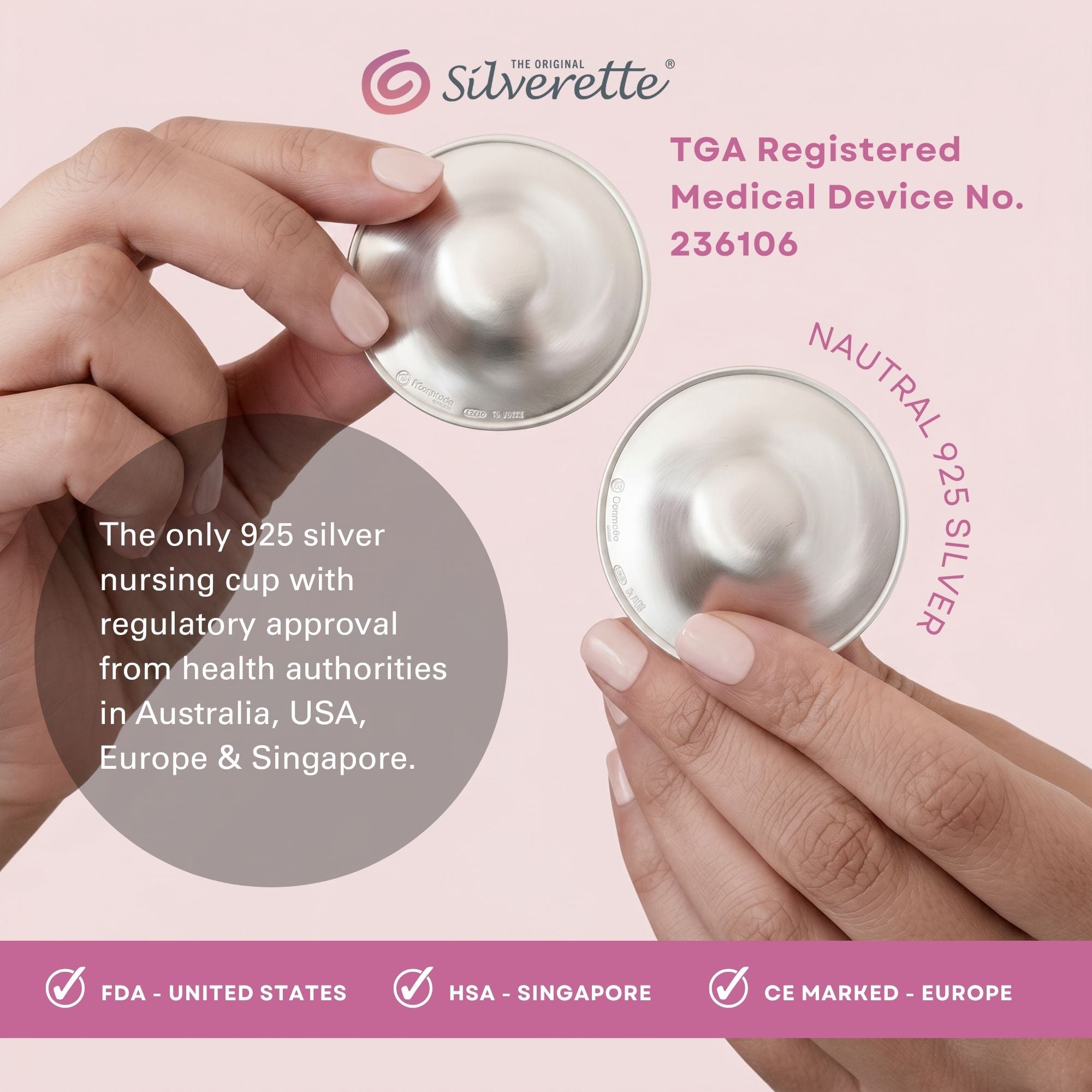 Silverette Silver Nursing Cups Small