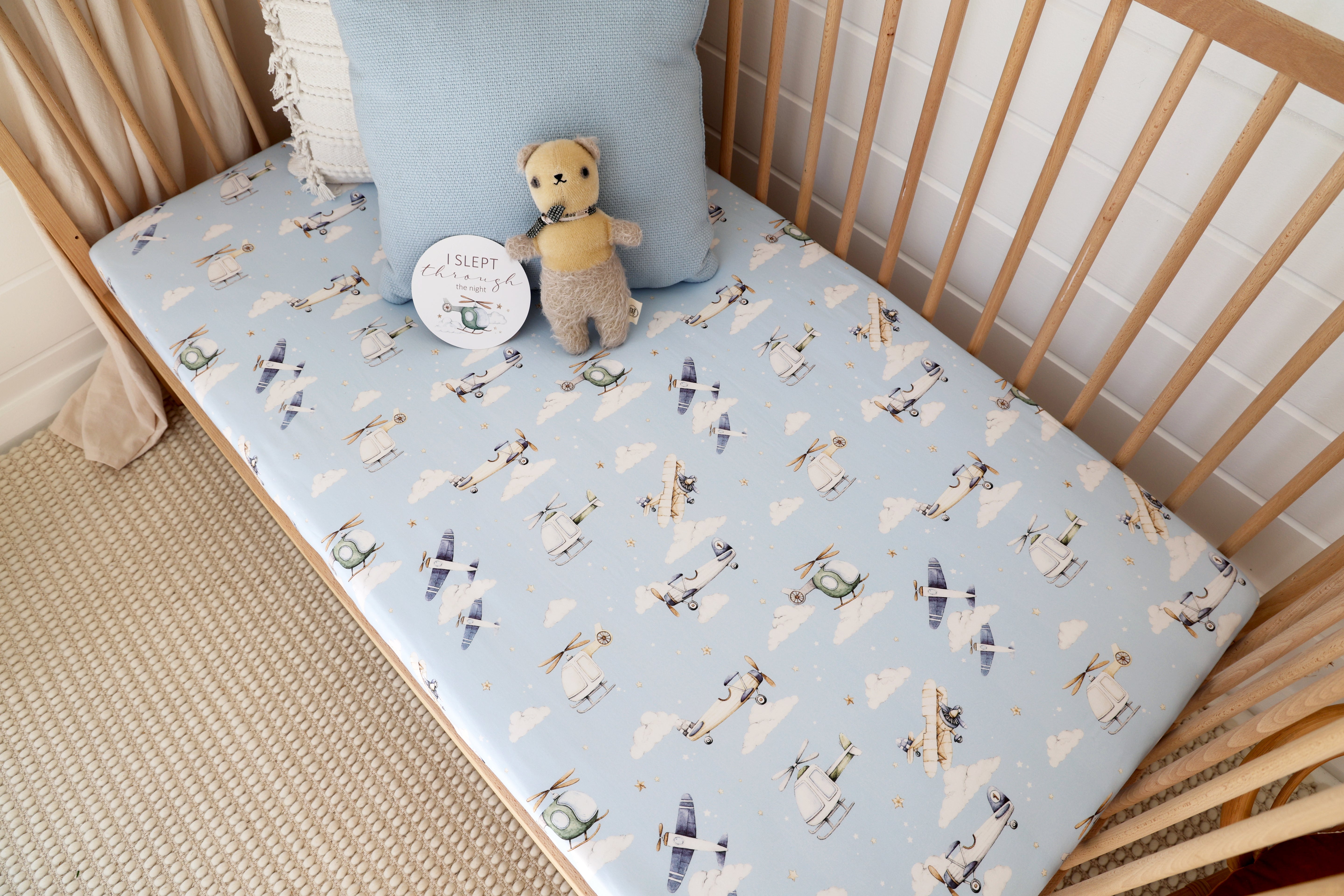 Snuggle Hunny Taking Flight Organic Fitted Cot Sheet