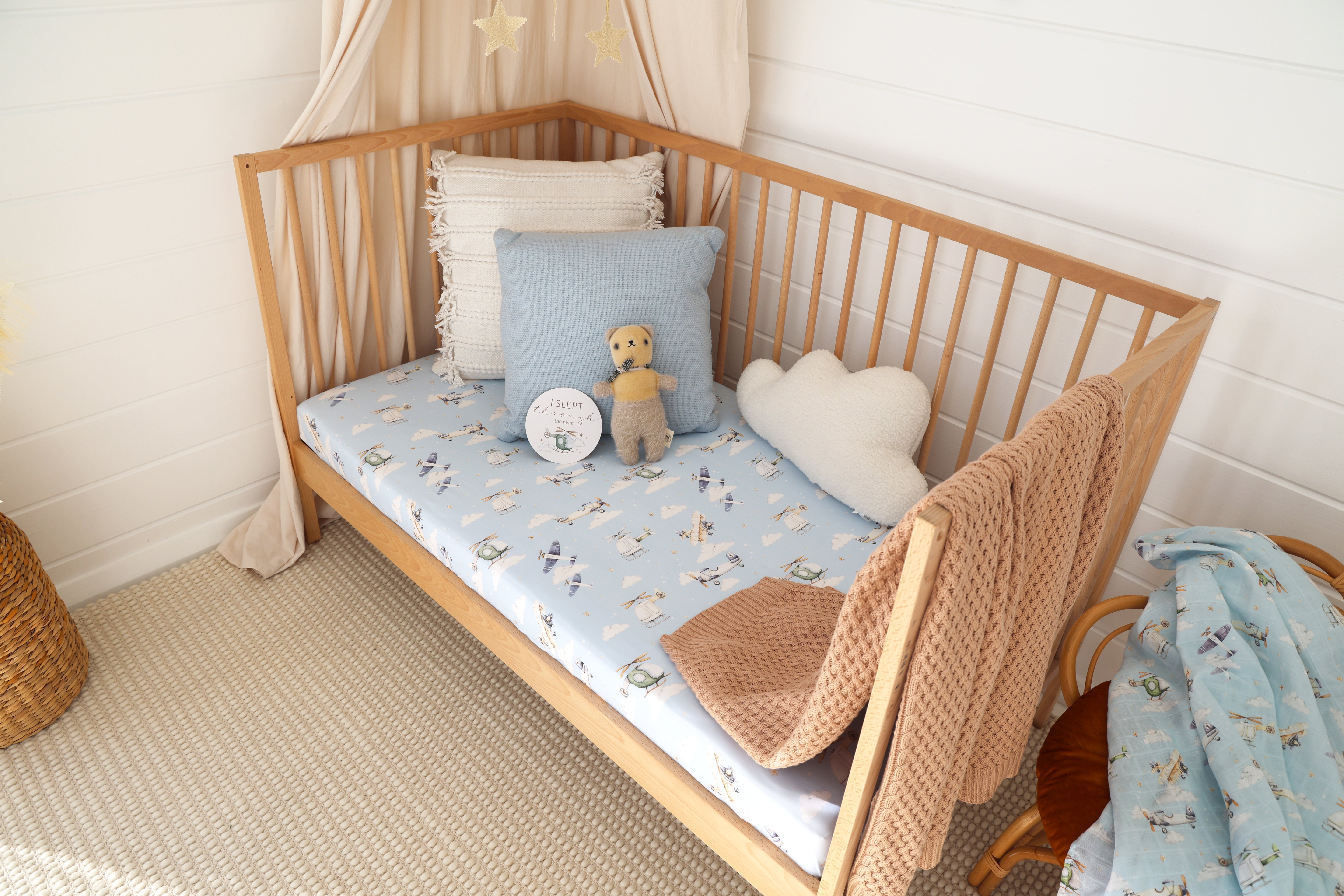 Snuggle Hunny Taking Flight Organic Fitted Cot Sheet