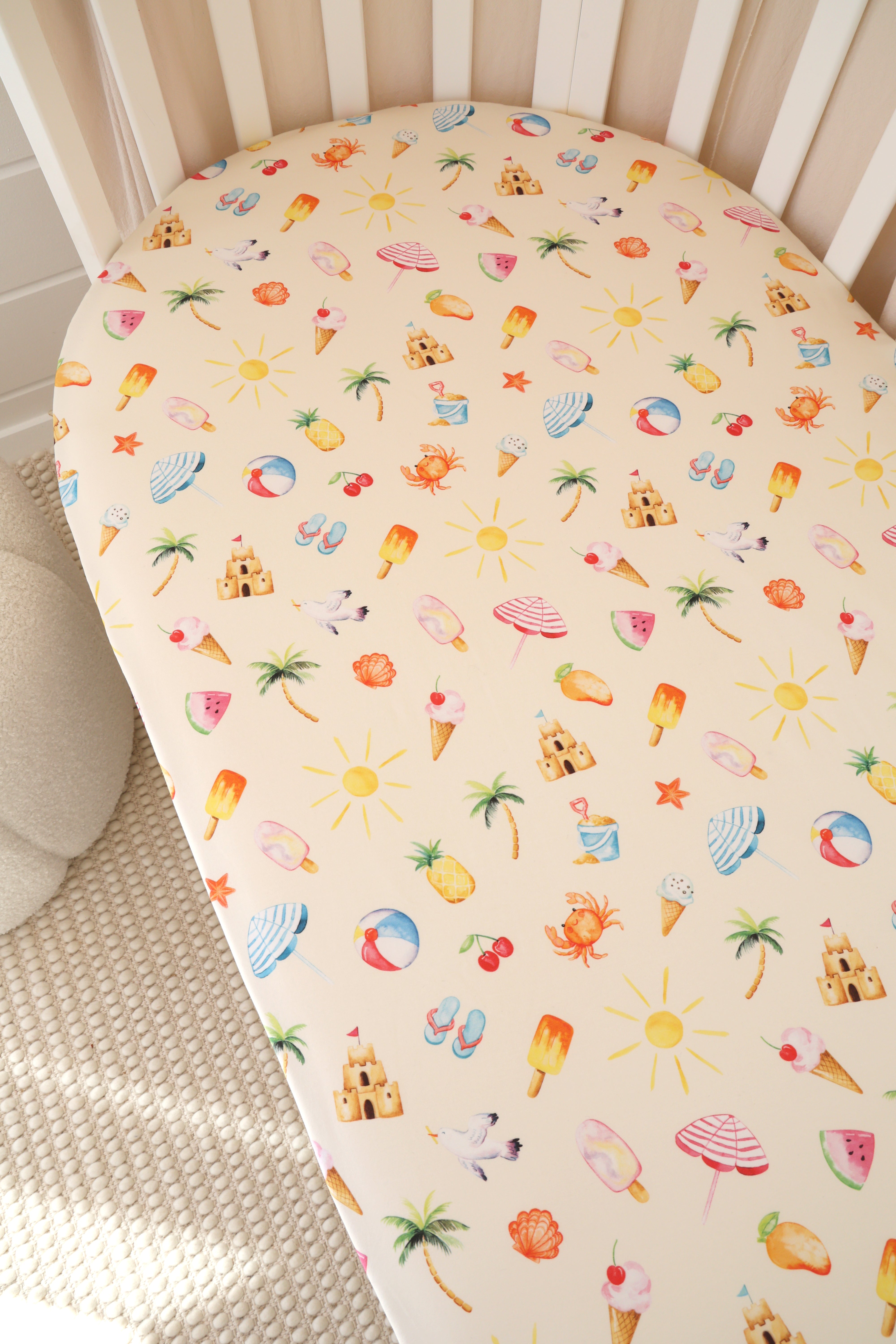 Snuggle Hunny Organic Cot Sheet Garden Beach Fun