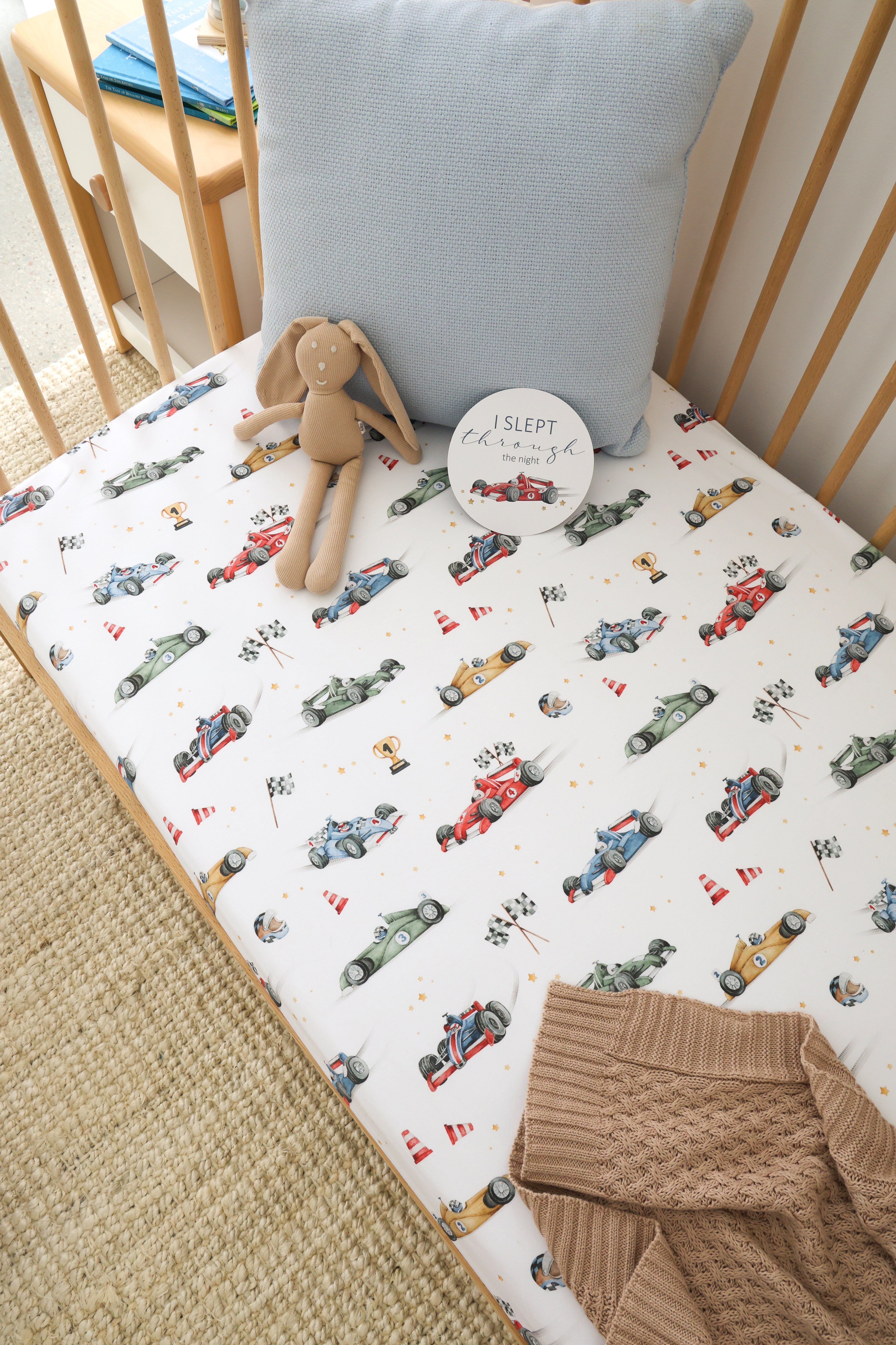 Snuggle Hunny Little Racers Organic Fitted Cot Sheet