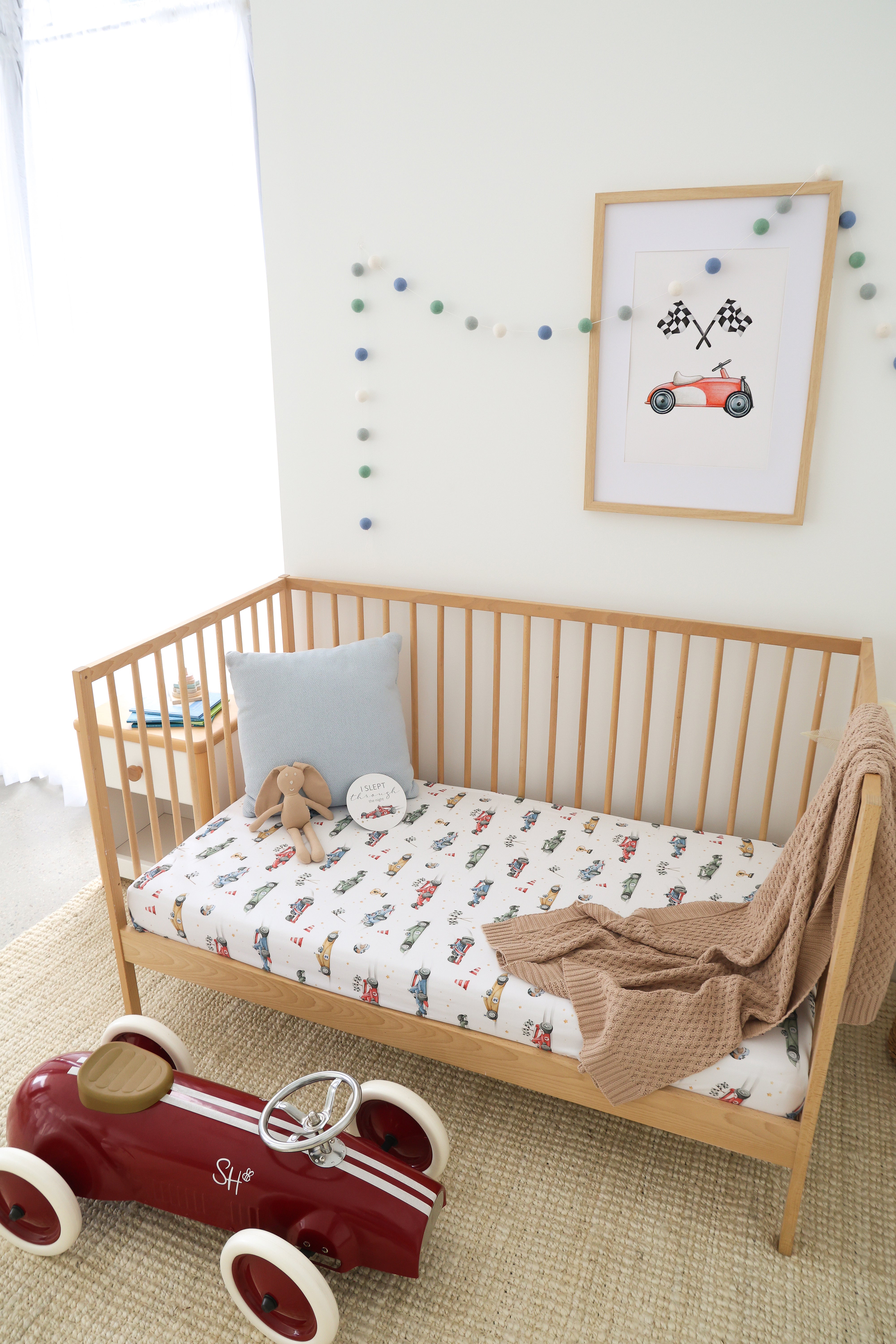 Snuggle Hunny Little Racers Organic Fitted Cot Sheet