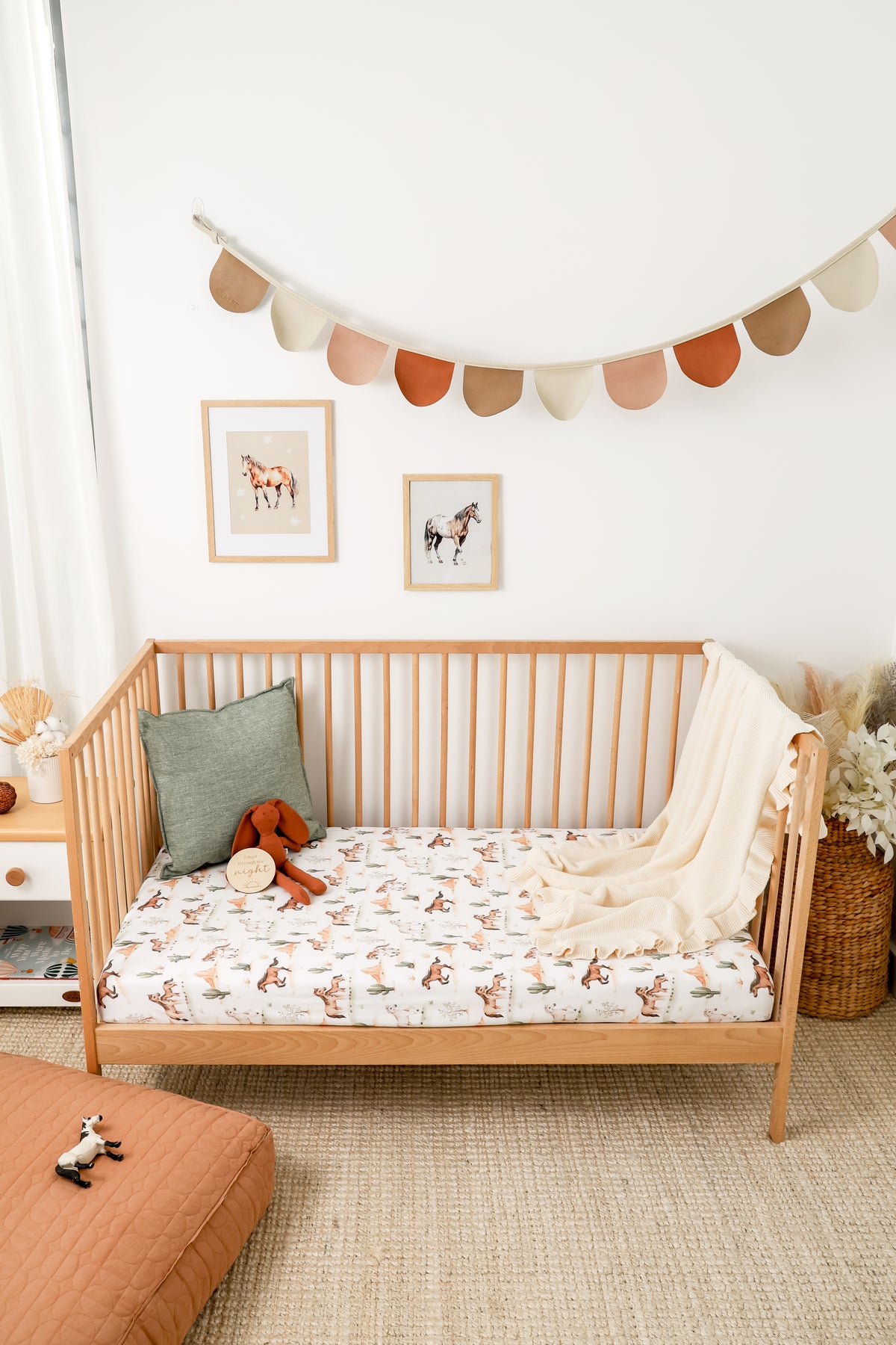 Snuggle Hunny Wild Horses Organic Cot Sheet