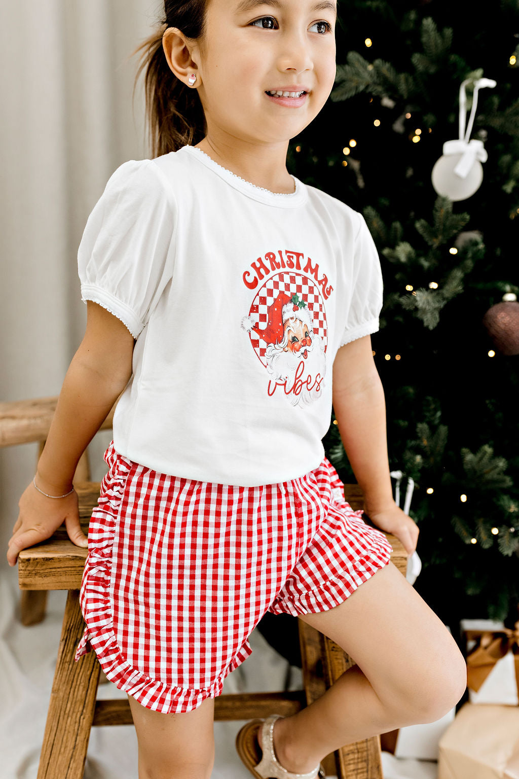 Confetti Kidz Red Plaid Ruffle Shorts
