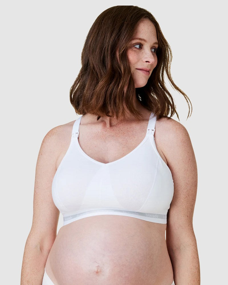 Bravado Designs Original Full Cup Dd+ Organic Cotton & Modal Wirefree Nursing Bra - White