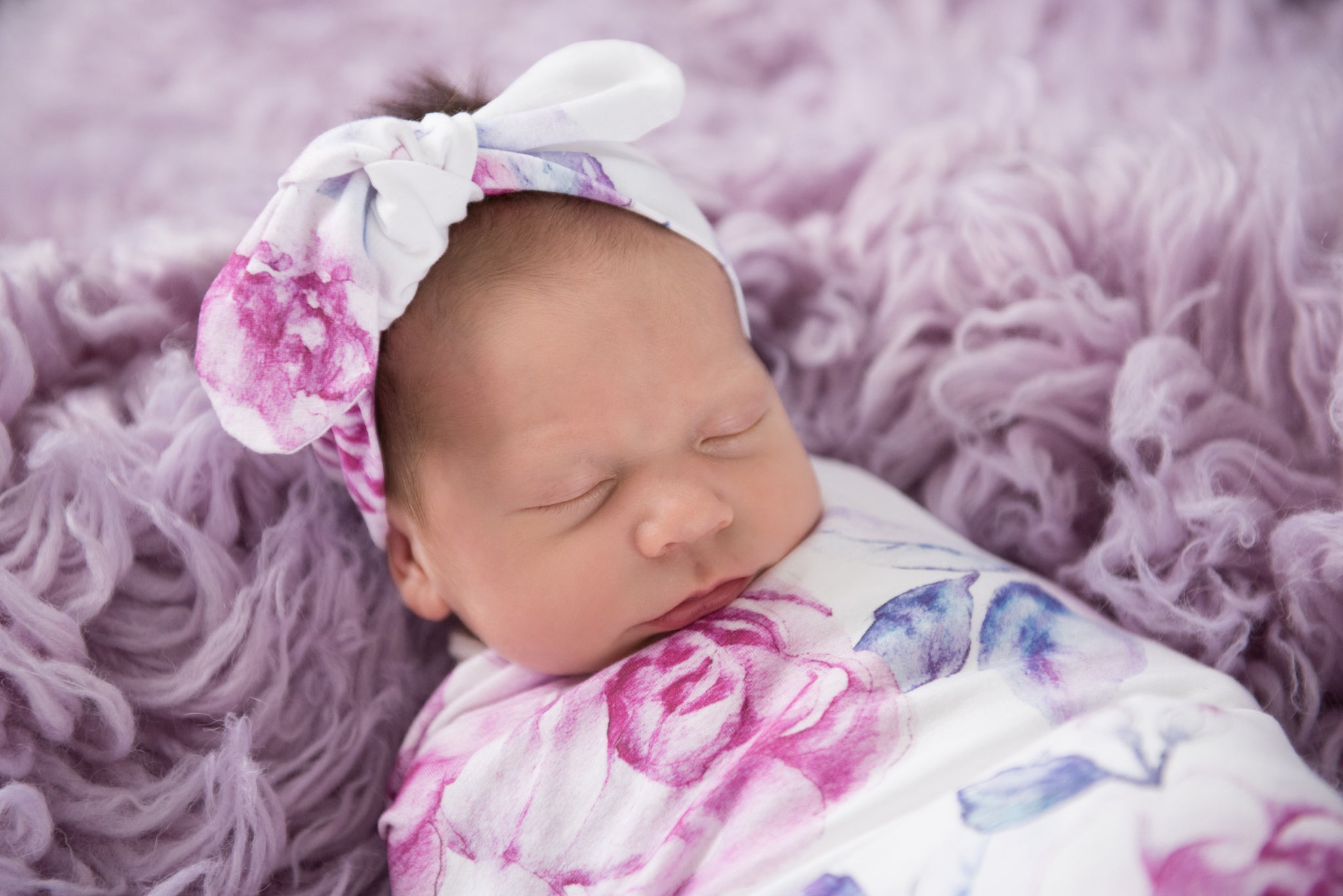 Snuggle Hunny Snuggle Swaddle and Top Knot Set Lilac Skies