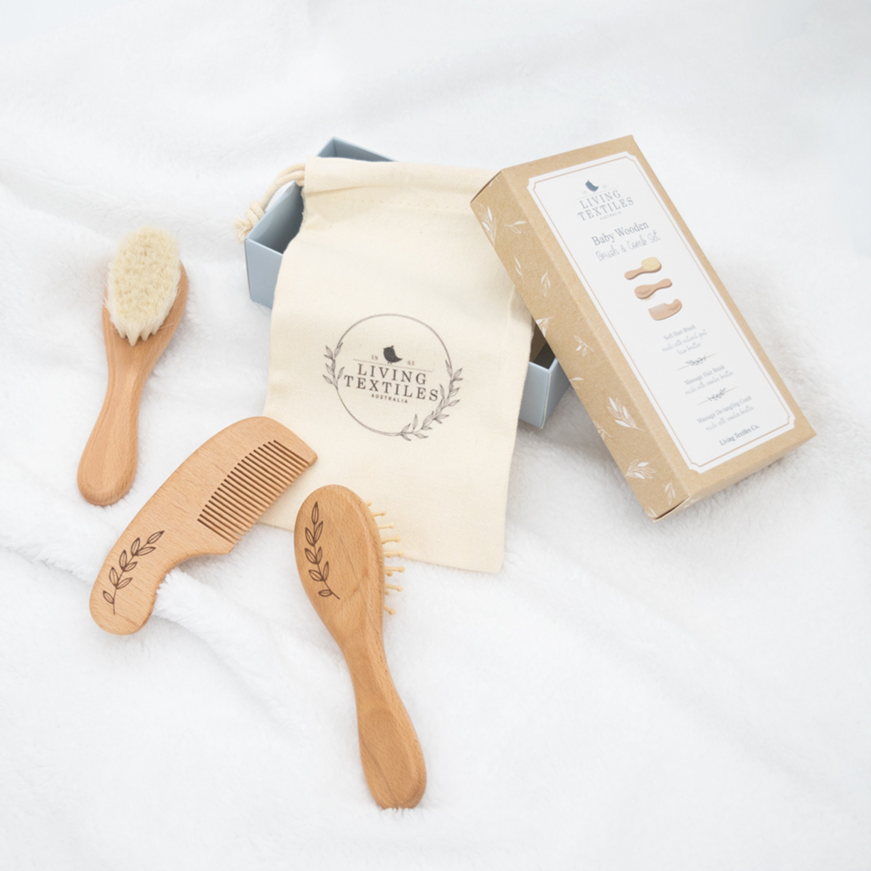 Living Textiles 3pc Baby Brush Set
