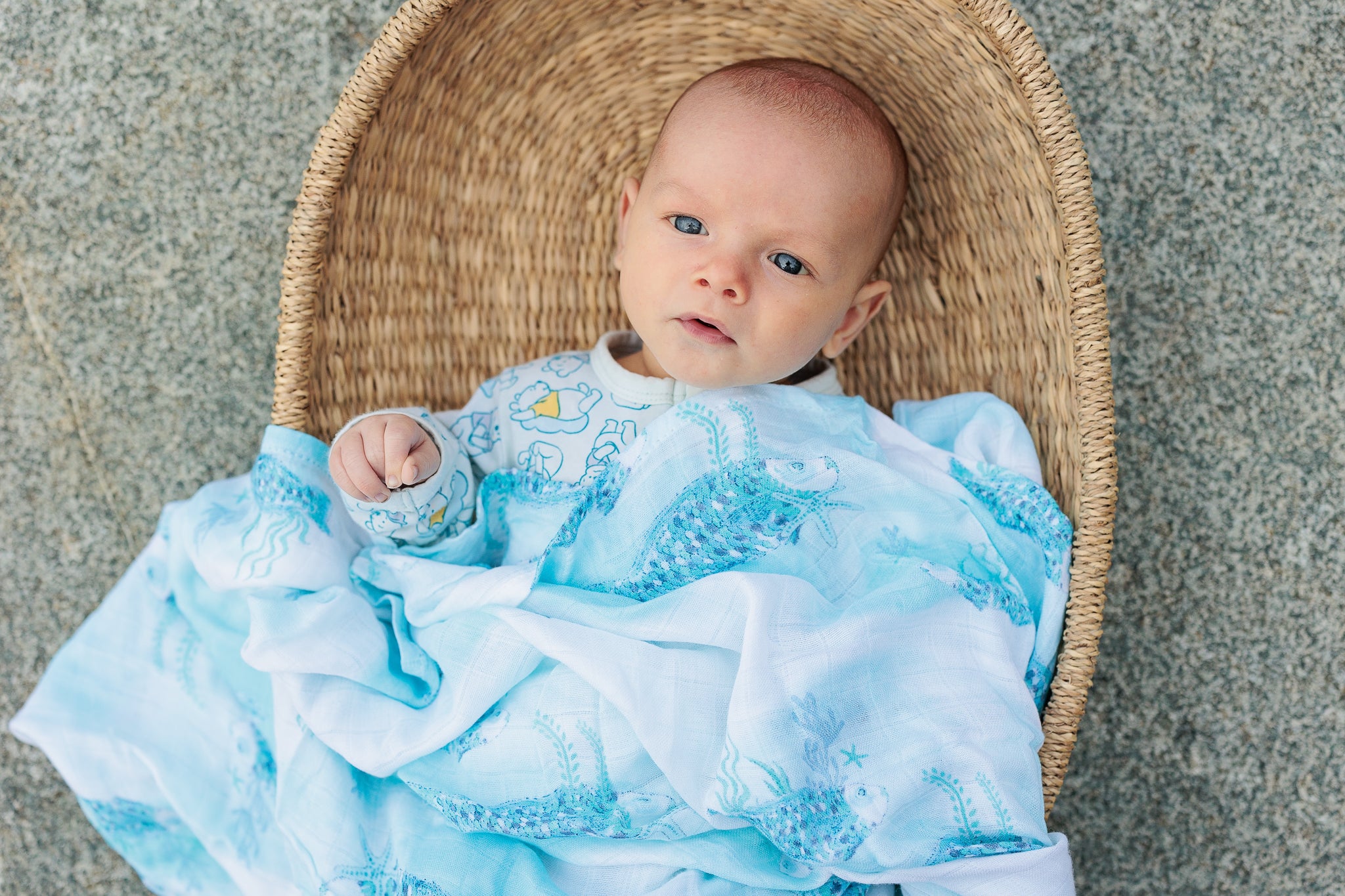 Treehouse Lane Designs Rainbow Fish Bamboo Muslin Wrap