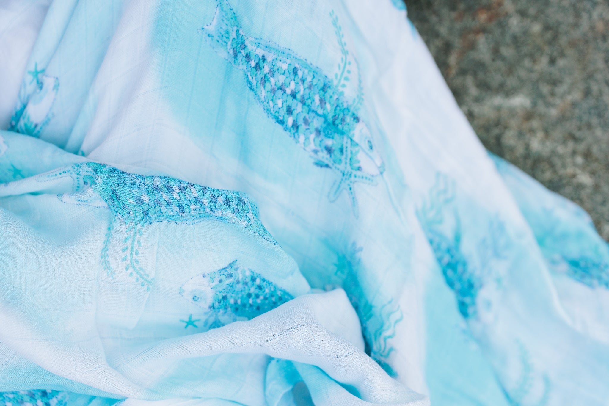 Treehouse Lane Designs Rainbow Fish Bamboo Muslin Wrap