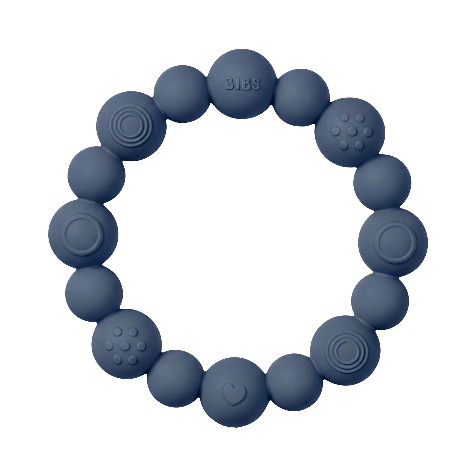Bibs Teething Ring Beaded Steel Blue
