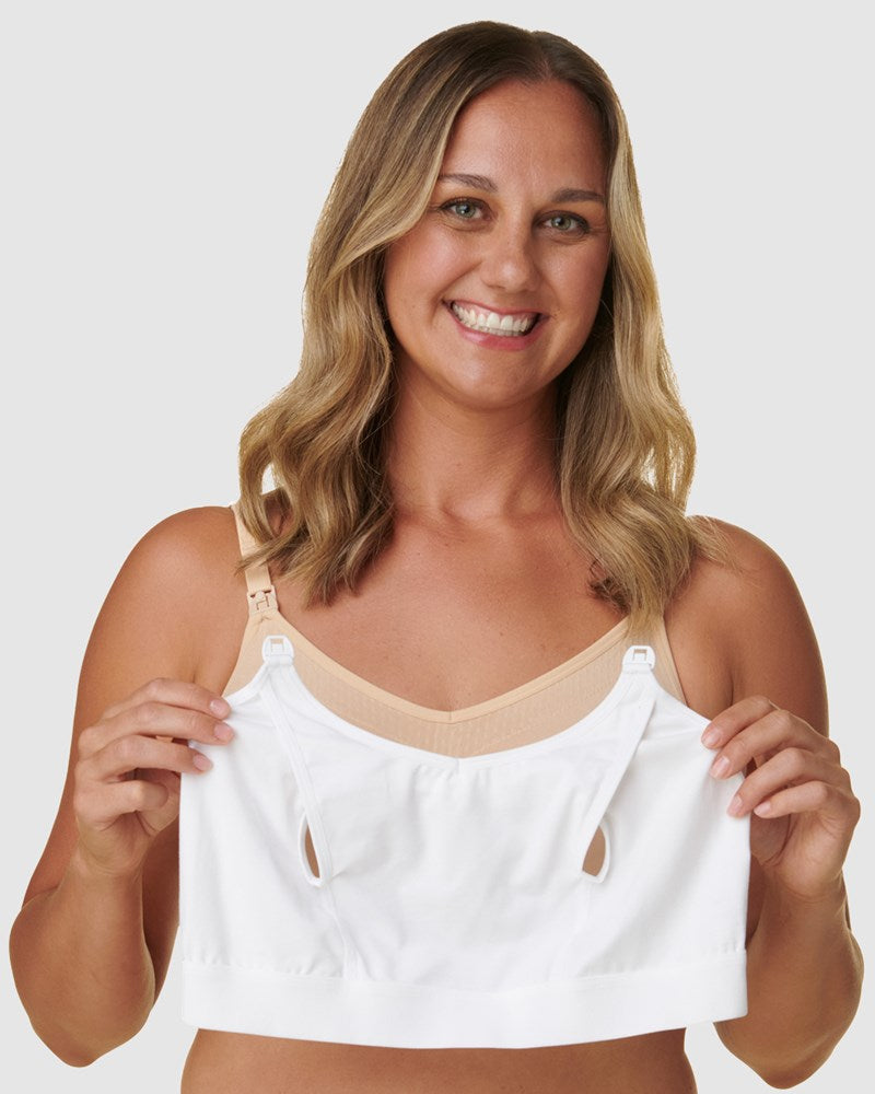 Bravado Designs Clip And Pump Hands-free Nursing Bra - White