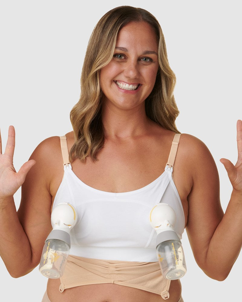 Bravado Designs Clip And Pump Hands-free Nursing Bra - White