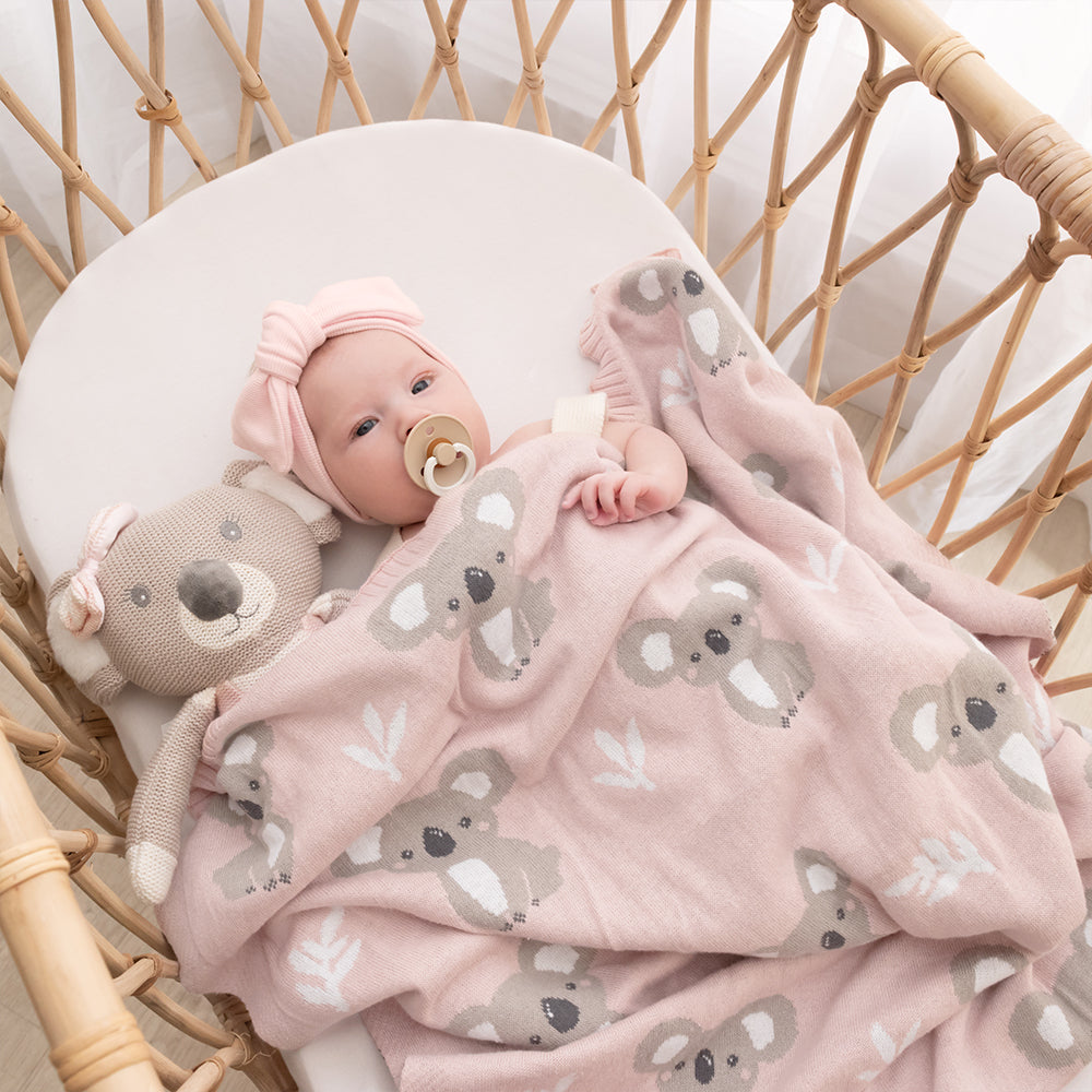 Living Textiles Knit Blanket 100% Cotton Koala