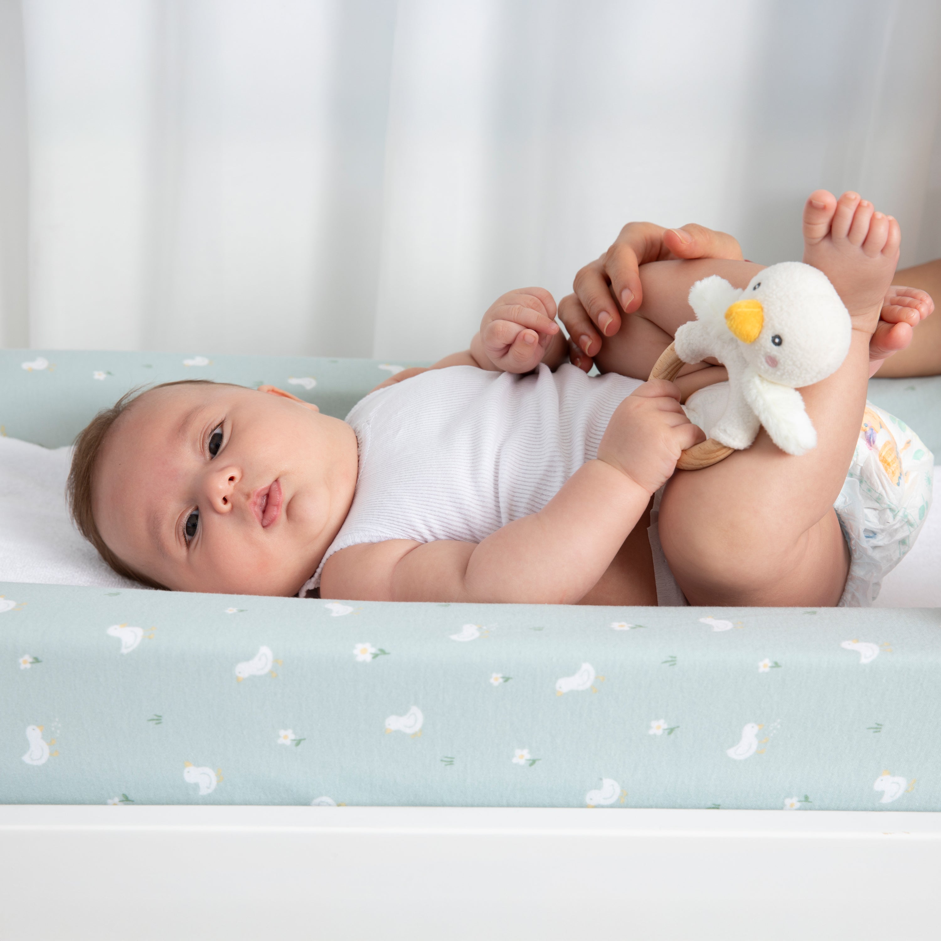 Living Textiles Teething Ring And Dummy Chain Gift Set - Goosey Goosey