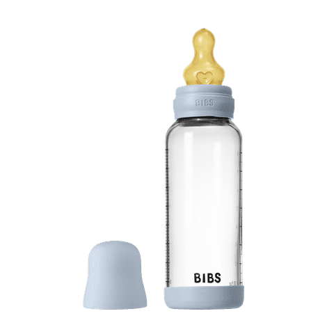 Bibs Glass Bottle v2 240ml - Baby Blue