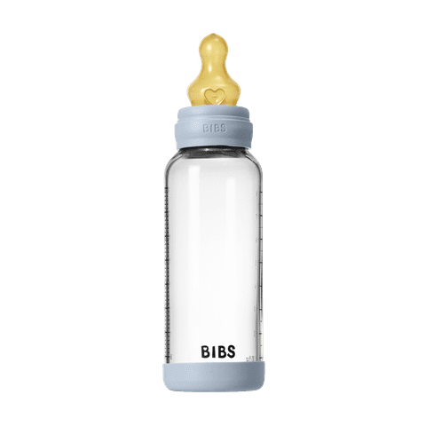 Bibs Glass Bottle v2 240ml - Baby Blue