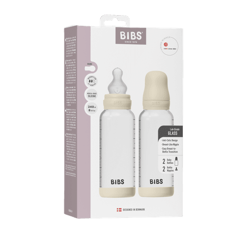 Bibs Glass Bottle Complete Set 240ml Silicone Ivory