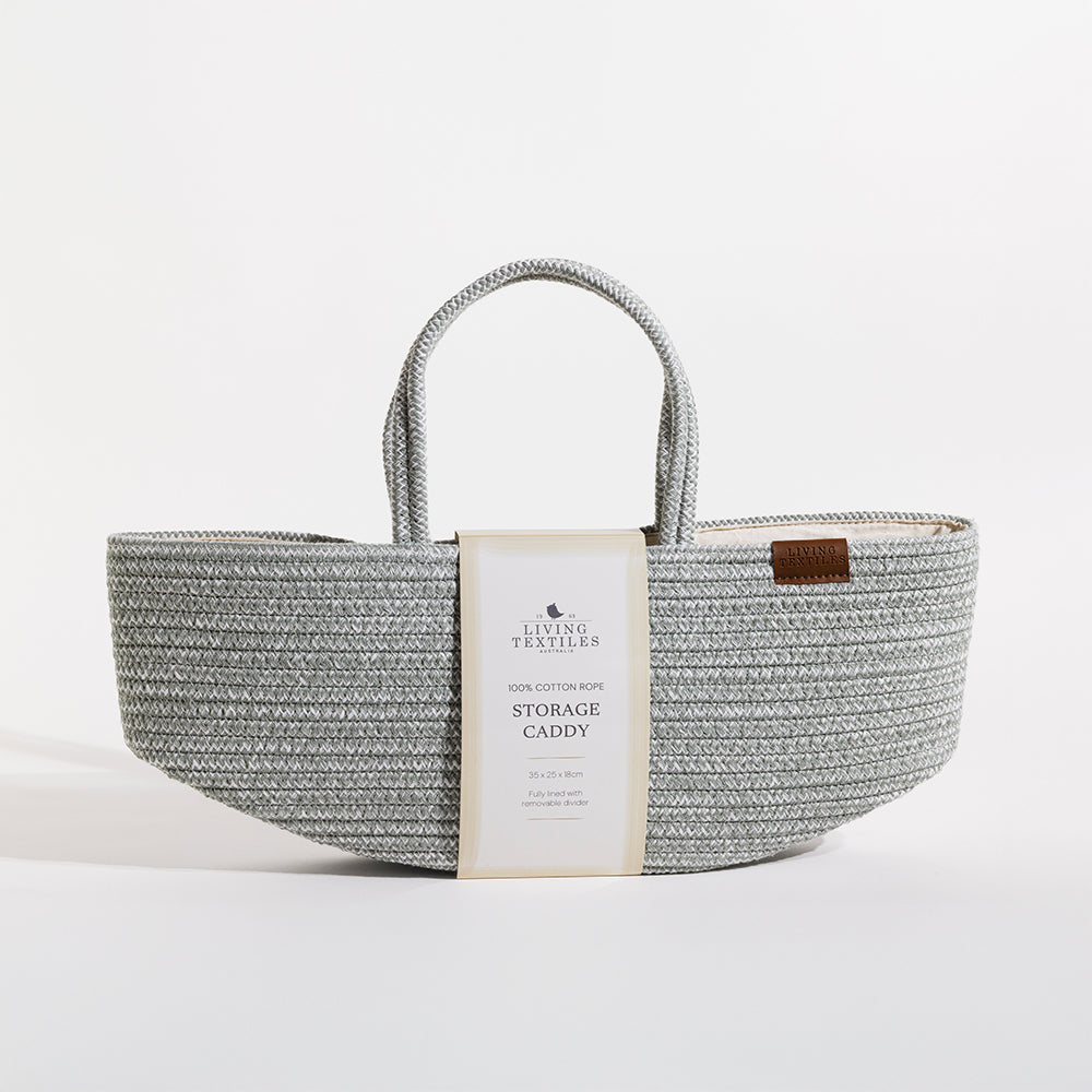 Living Textiles Cotton Rope Storage Caddy with Liner - Sage