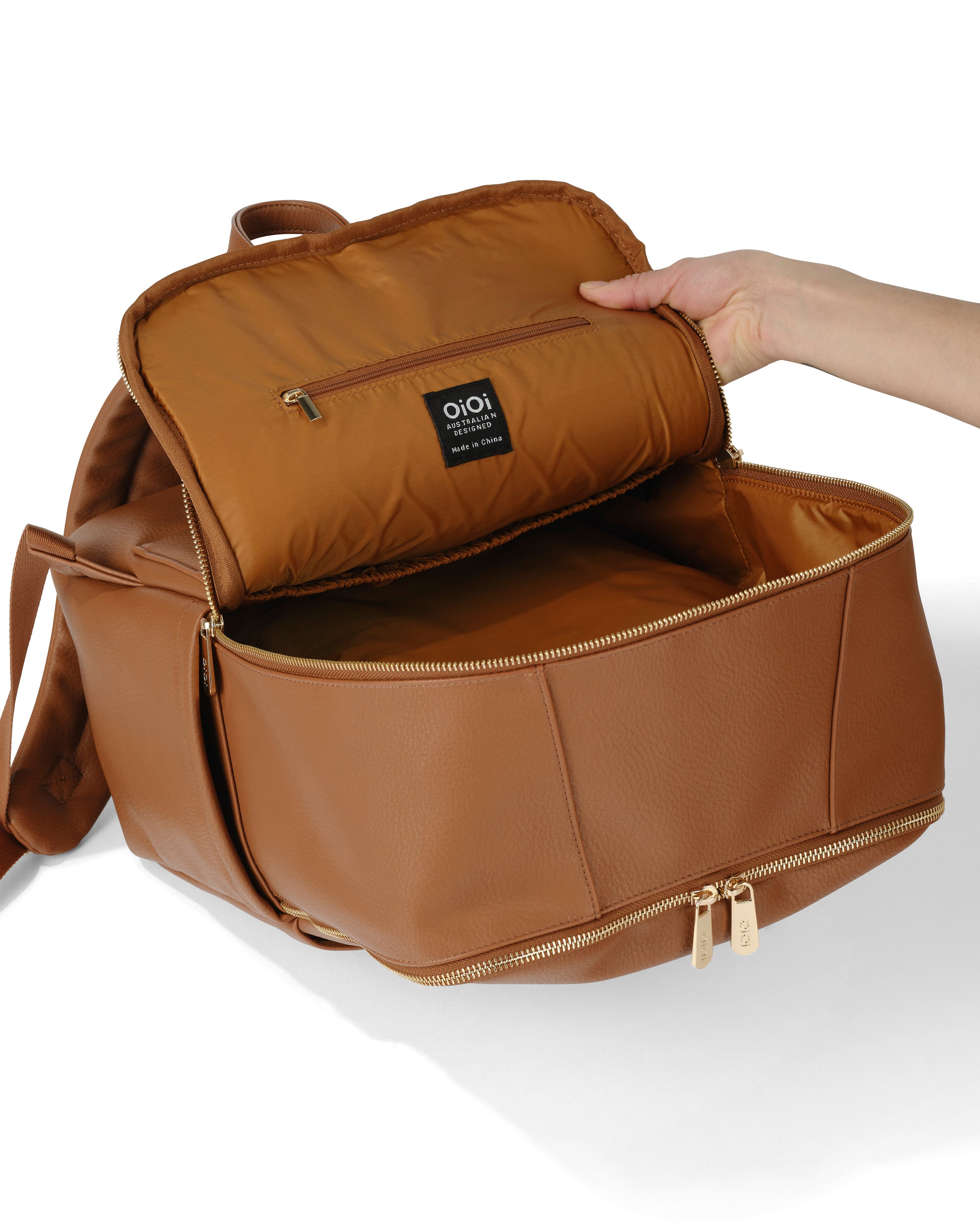 Oioi Multitasker Nappy Backpack Chestnut Vegan Leather