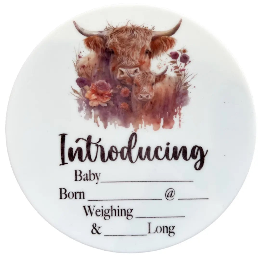 Birth Announcement Plaques – Highland Cow