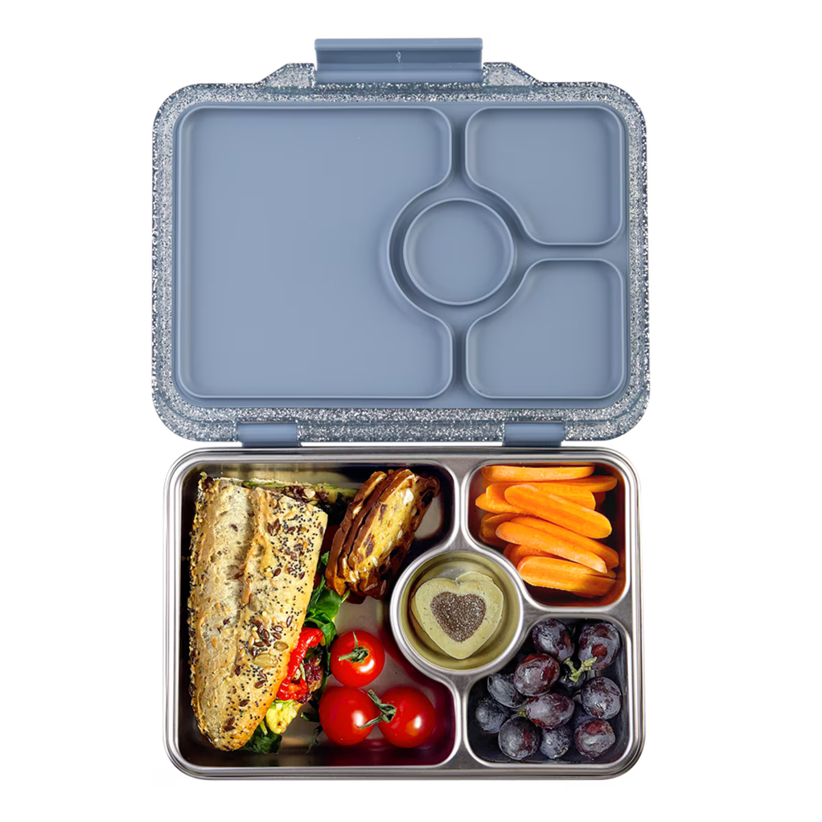 Yumbox Pret Stainless Steel Bento Box 4 Compartments Paris Blue Glitter