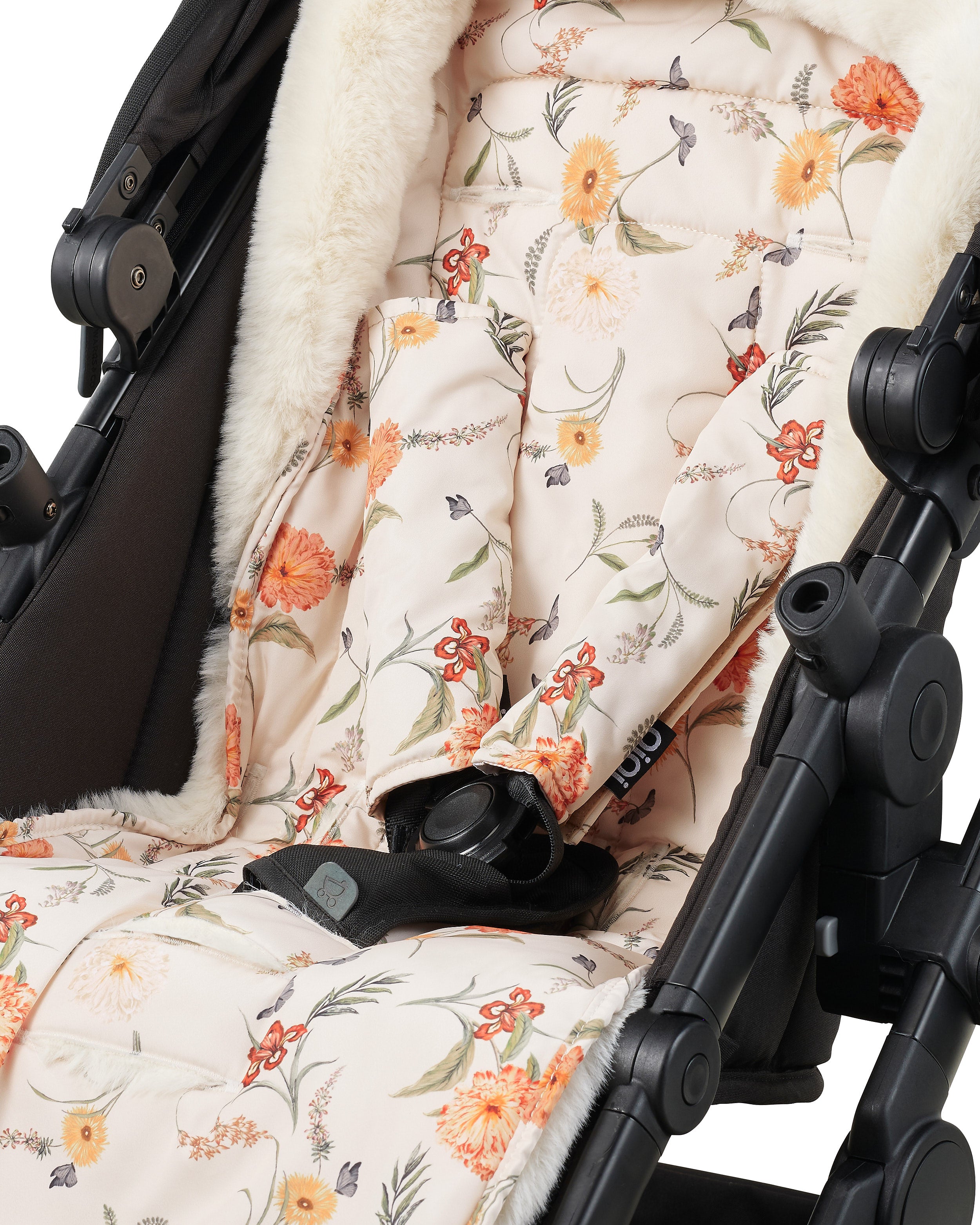 Oioi Reversible Pram Harness Cover Set - Gingham/wildflower