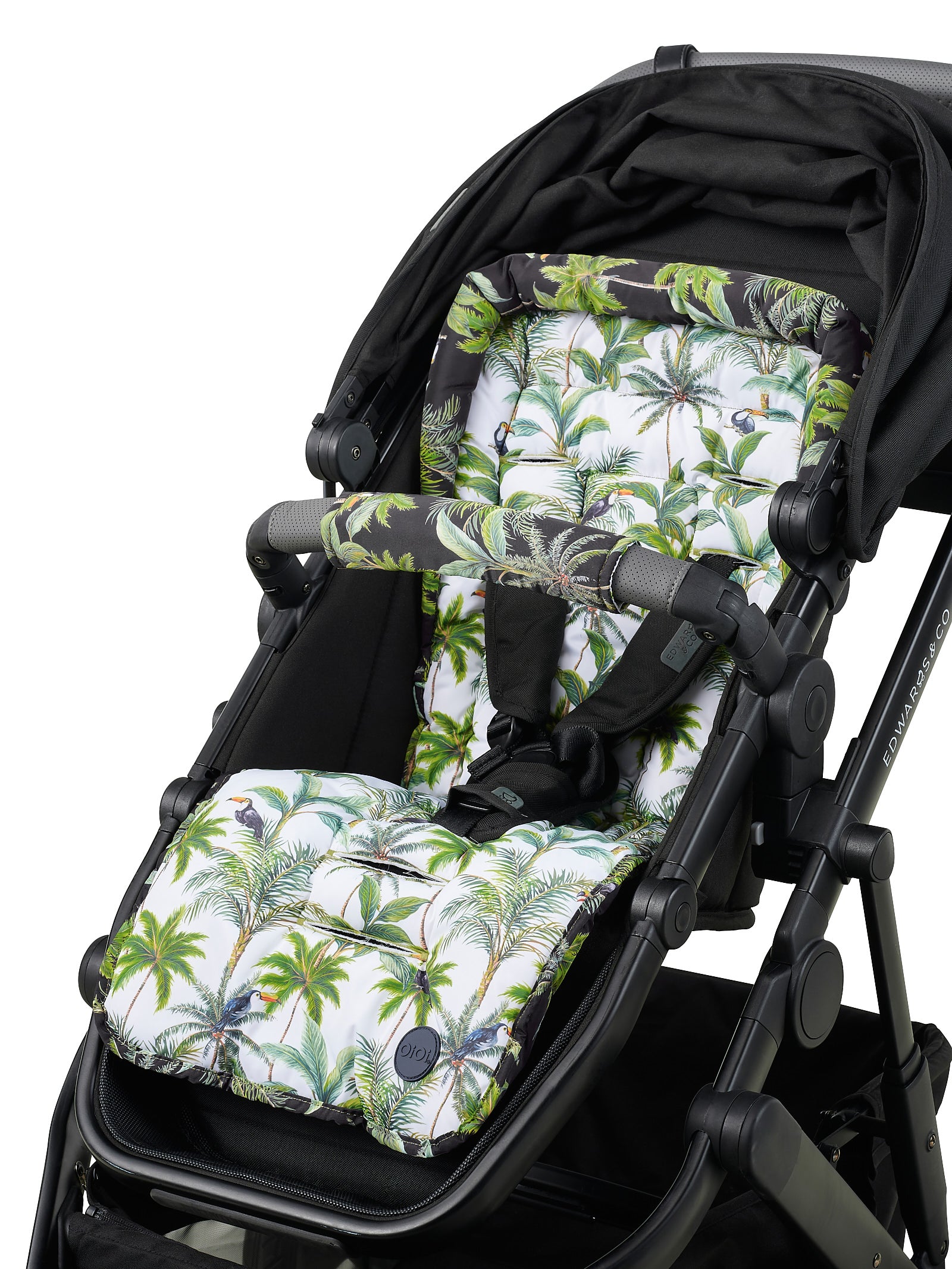 Oioi Reversible Pram Harness Cover Set - Tropical