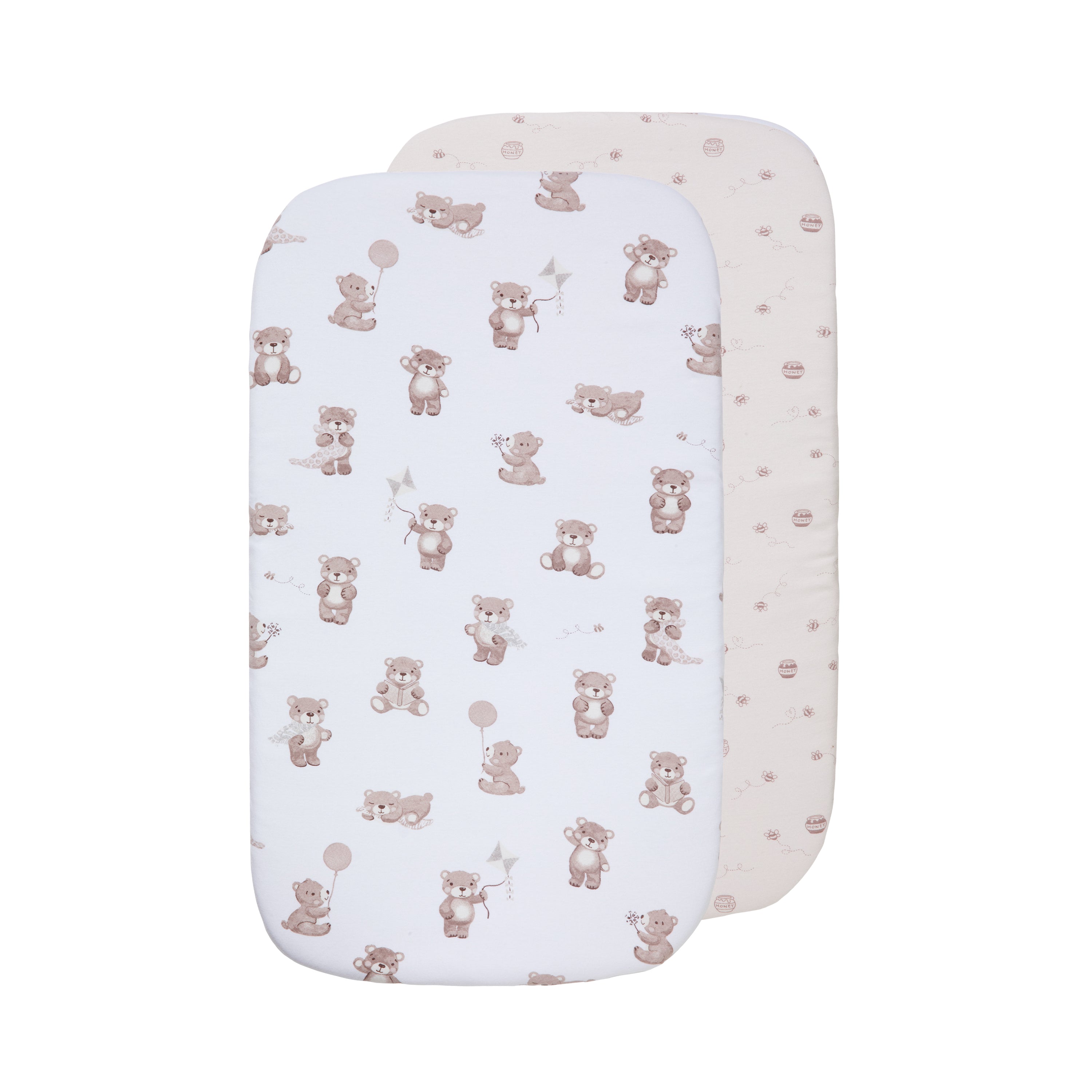 Living Textiles 2pk Bedside Sleeper Fitted Sheet - Cuddly Bear