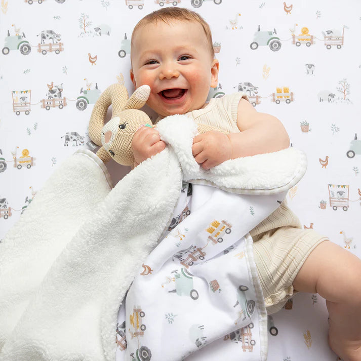 Living Textiles Port A Cot Sheet & Pillow Case Set - Tractor Ride