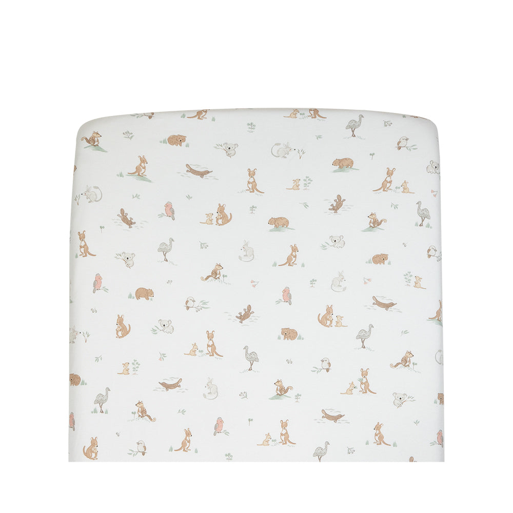 Living Textiles Port A Cot Sheet - Australiana
