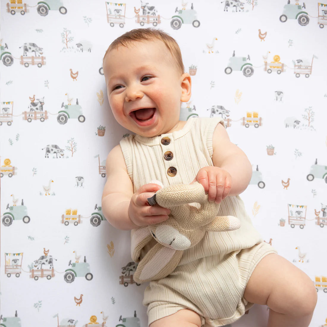 Living Textiles 2 Pk Cot Fitted Sheets - Tractor Ride