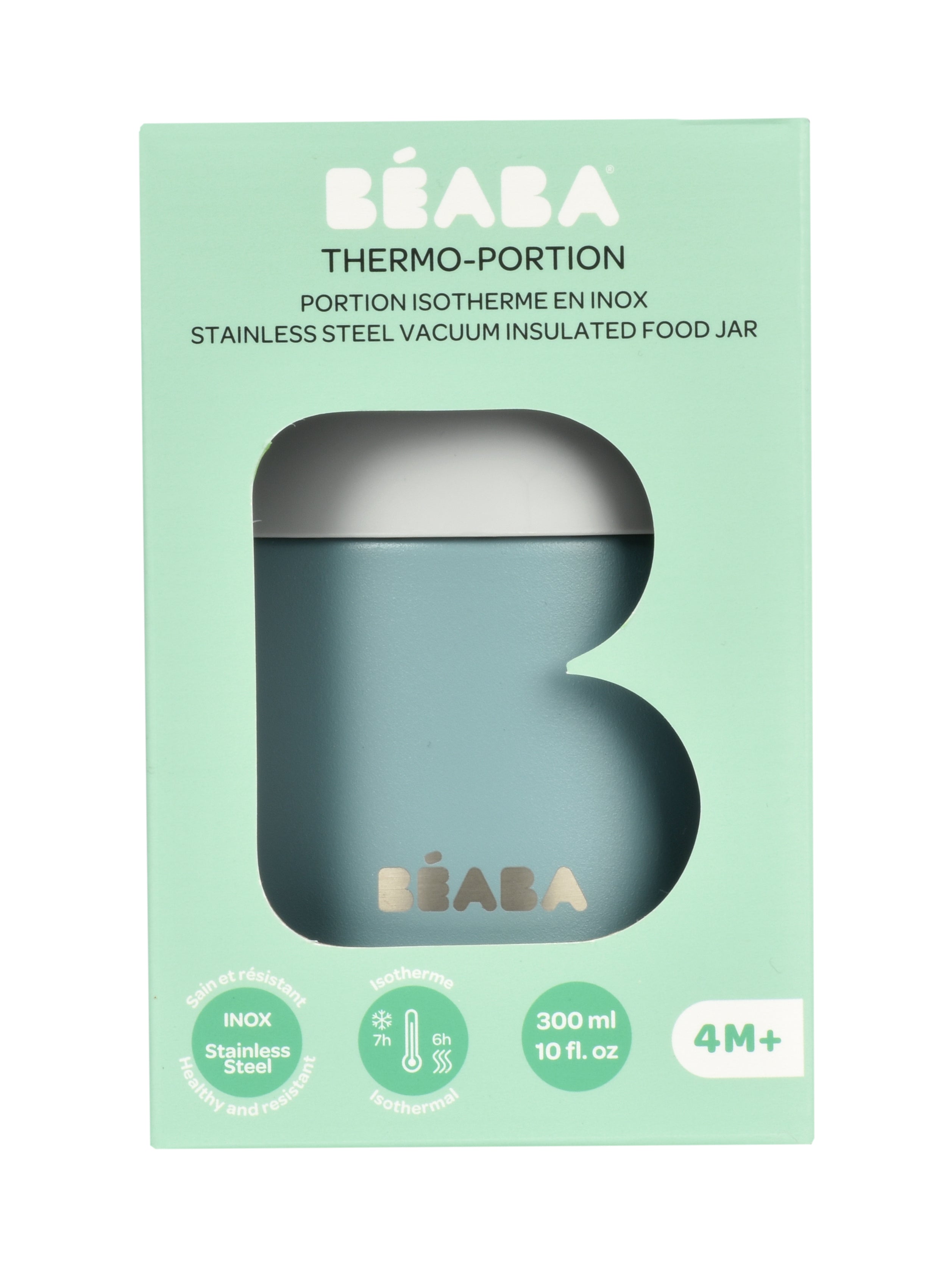 Beaba Stainless Steel Isothermal Portion 300ml - Light Mist/eucalyptus Green