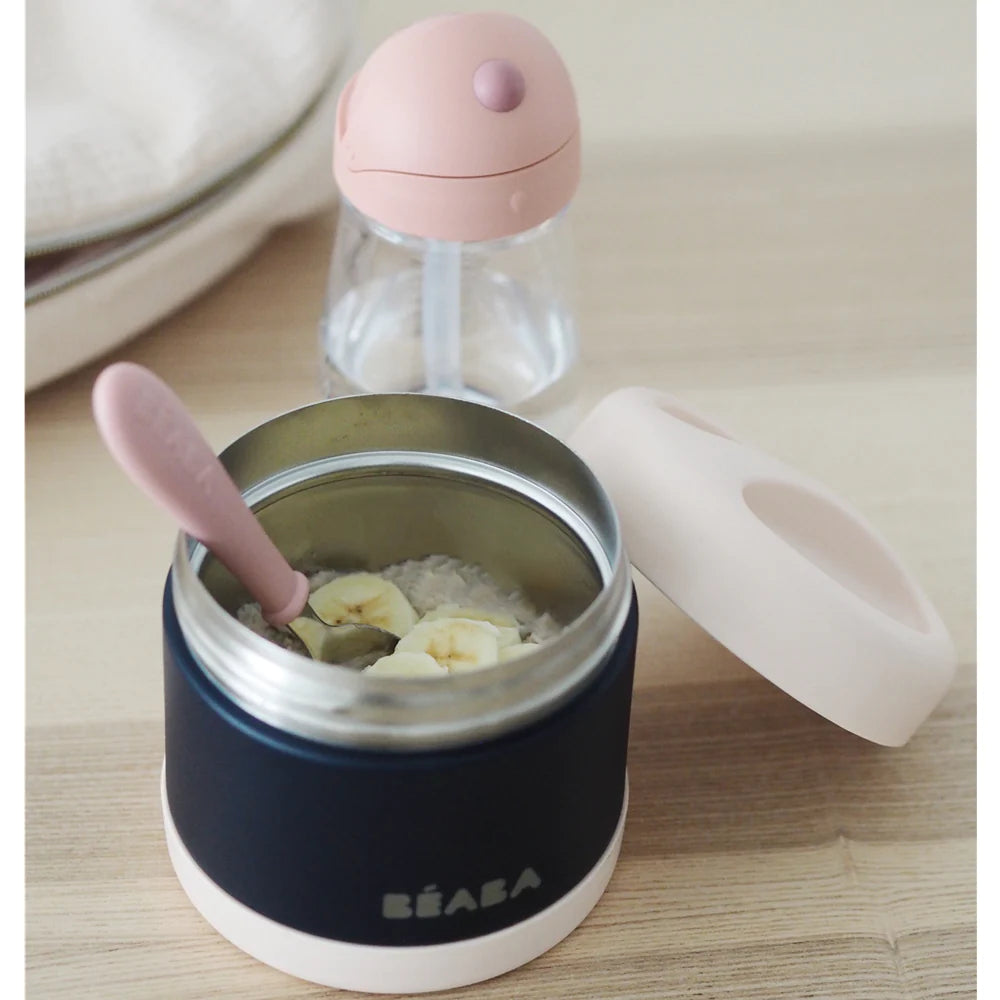 Beaba Stainless Steel Isothermal Portion 500ml - Light Pink/night Blue