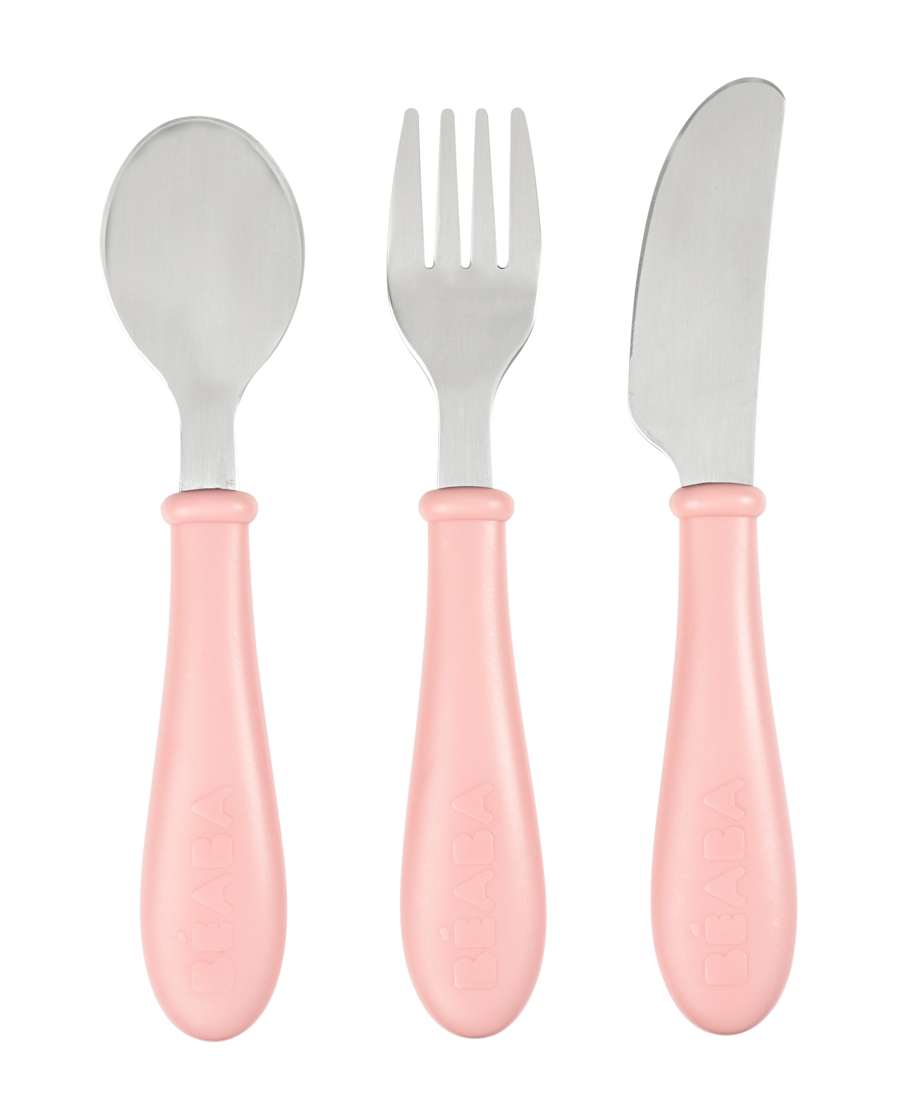 Beaba Stainless Steel Training Cutlery 3pce Set Pink
