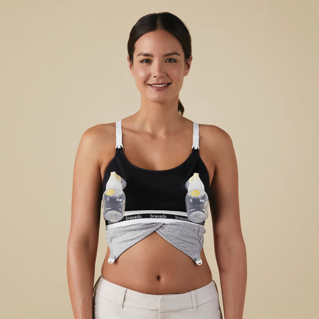 Bravado Designs Clip And Pump Hands-free Nursing Bra - White