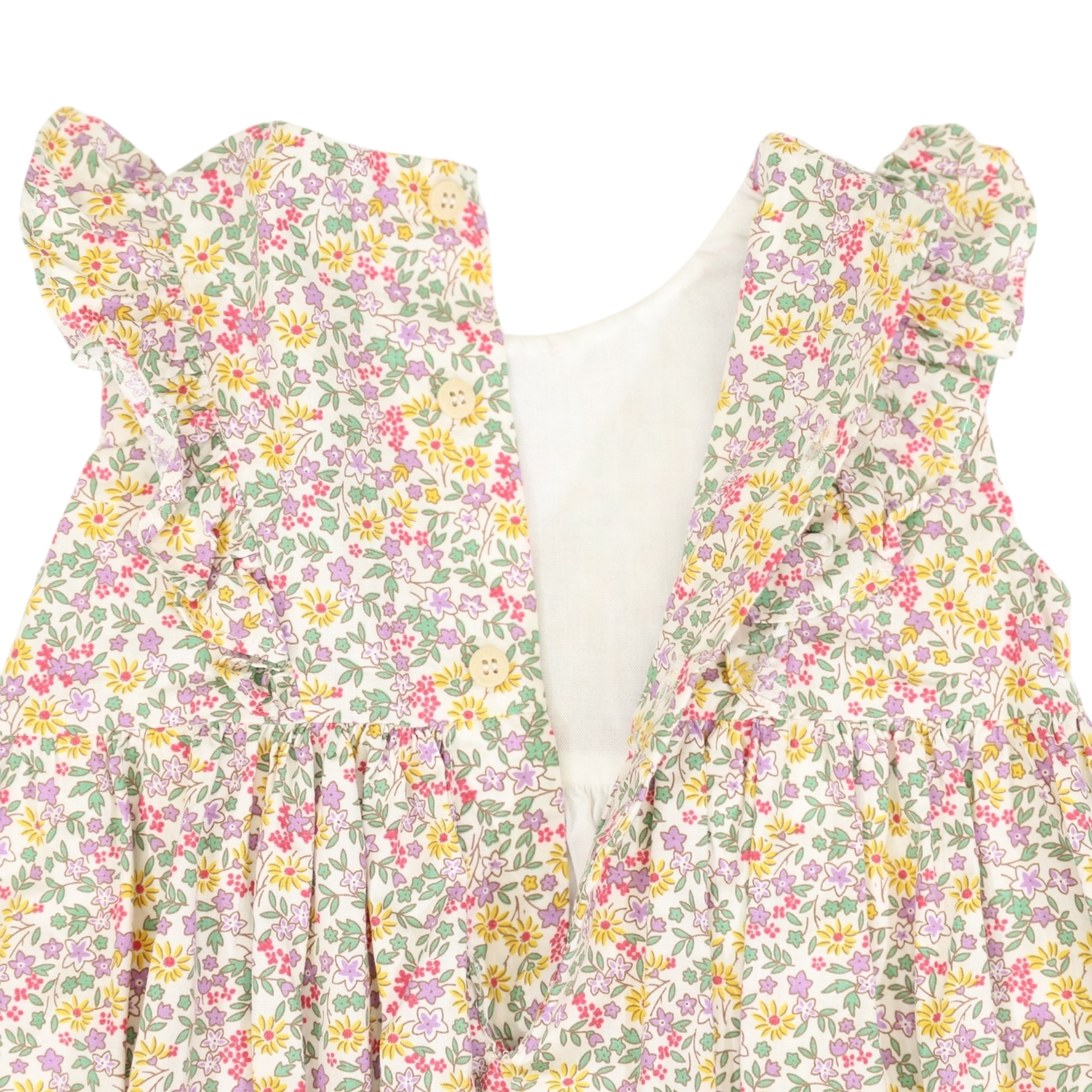 Korango Frill Smocked Dress Yellow Floral