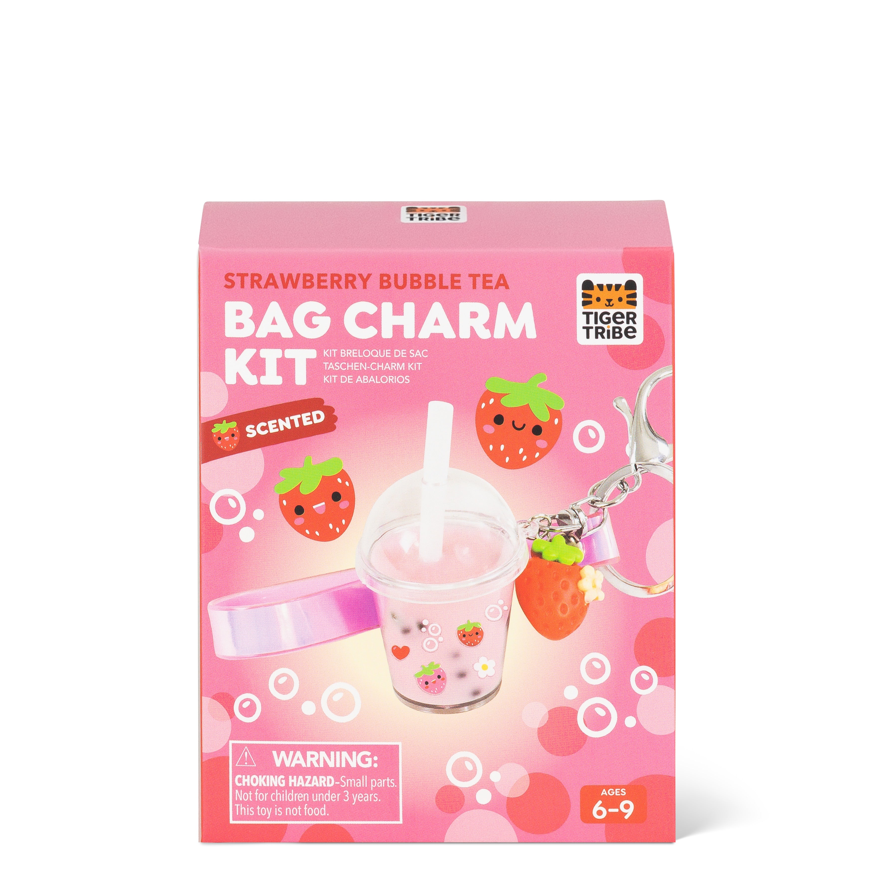Tiger Tribe Bag Charm Kit Strawberry Bubble Tea