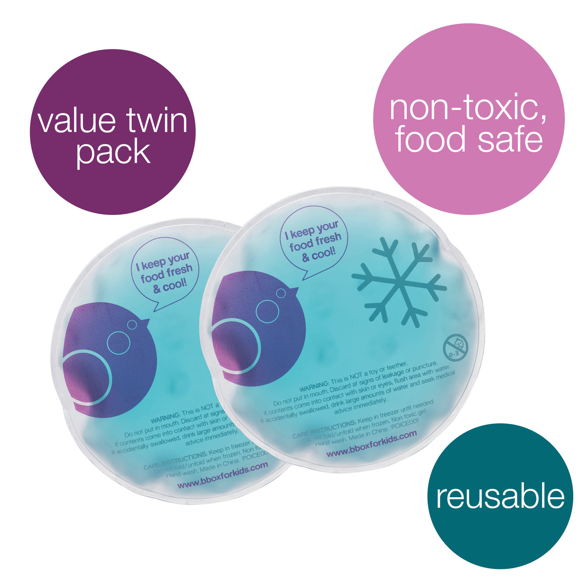 b.box Lunchbox Gel Cooler Twin Pack for 2lt Lunchbox