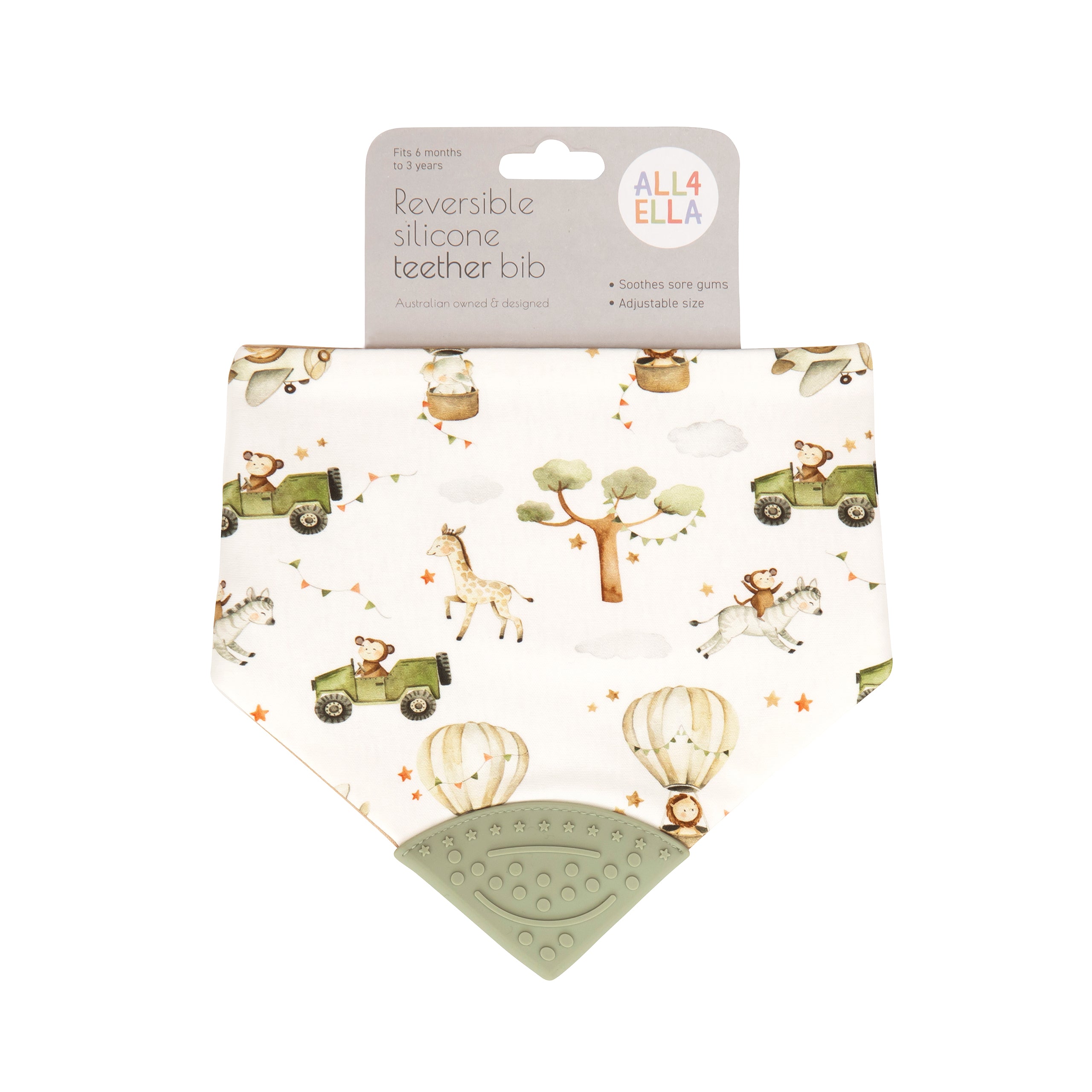 All4ella Bandana Bib With Silicone Teether