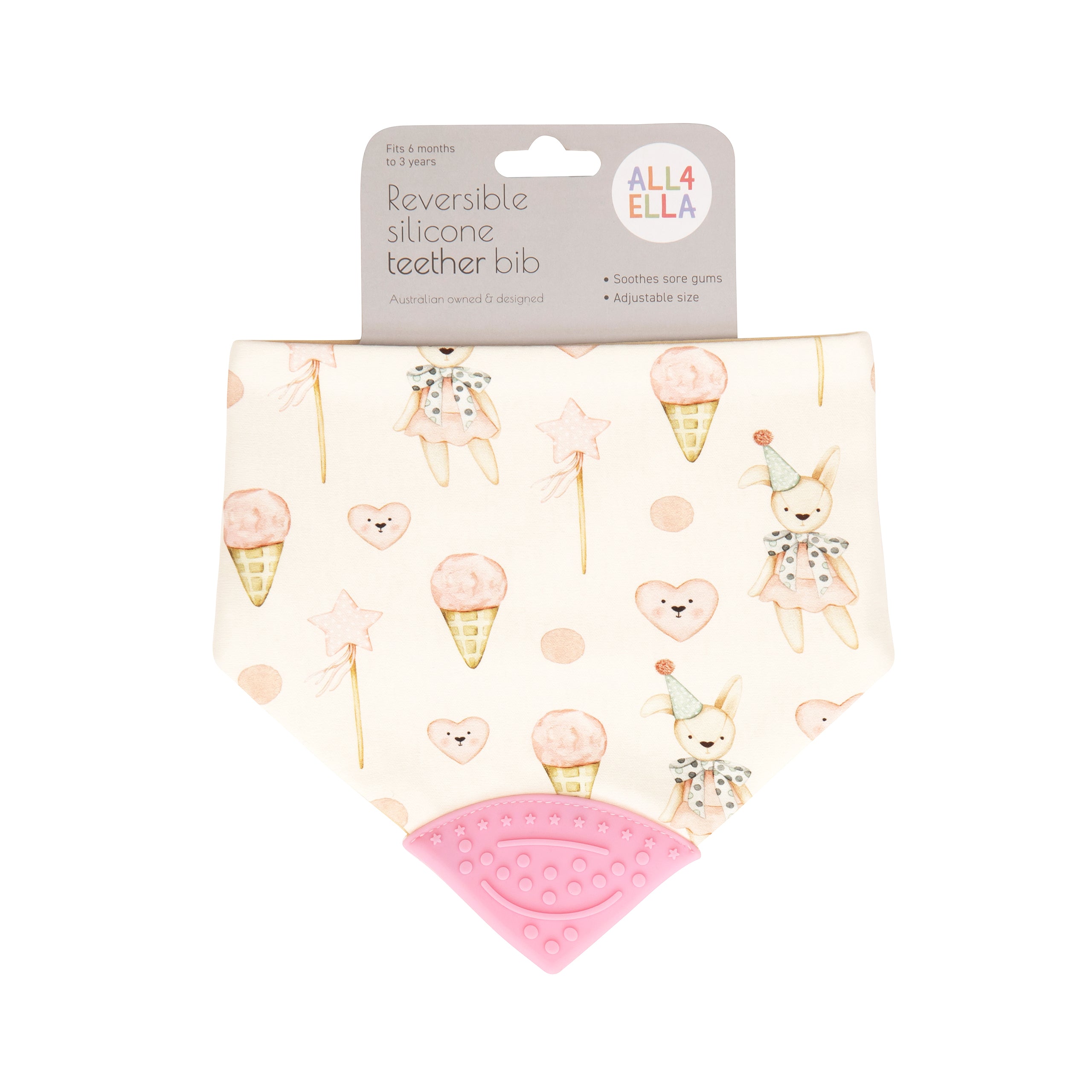All4ella Bandana Bib With Silicone Teether