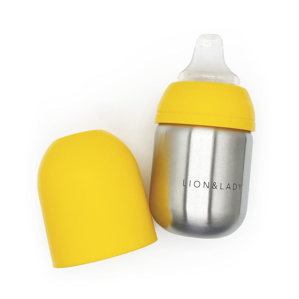 Lion and Lady Toddler Sippy Cup 210ml 18/8 Stainless Steel Buttercup Yellow