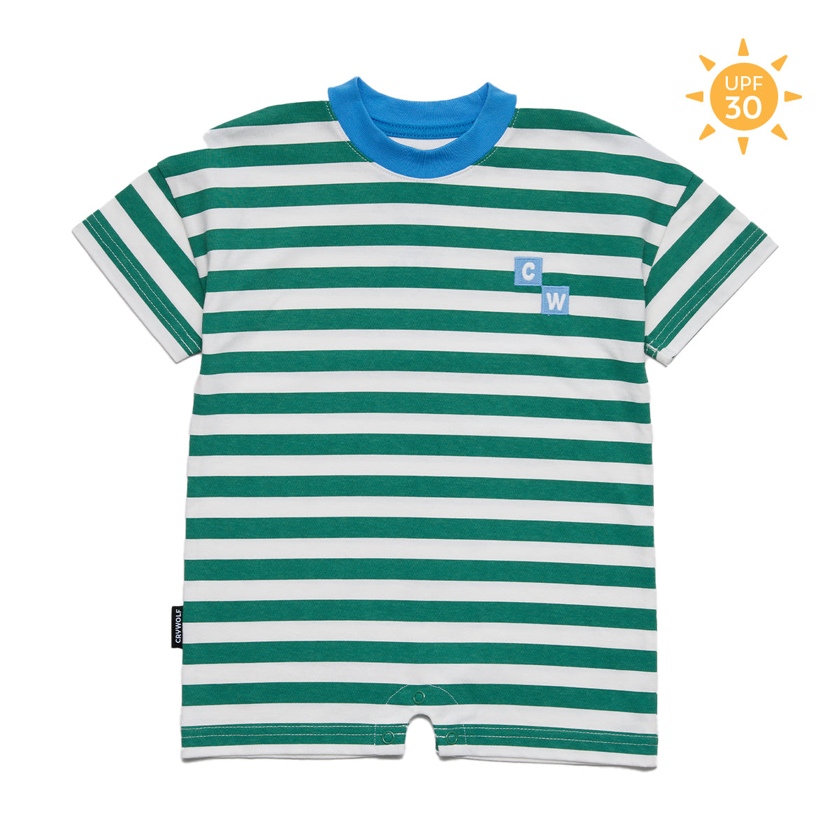 Cry Wolf Sun Smart Romper Sea Green Stripe