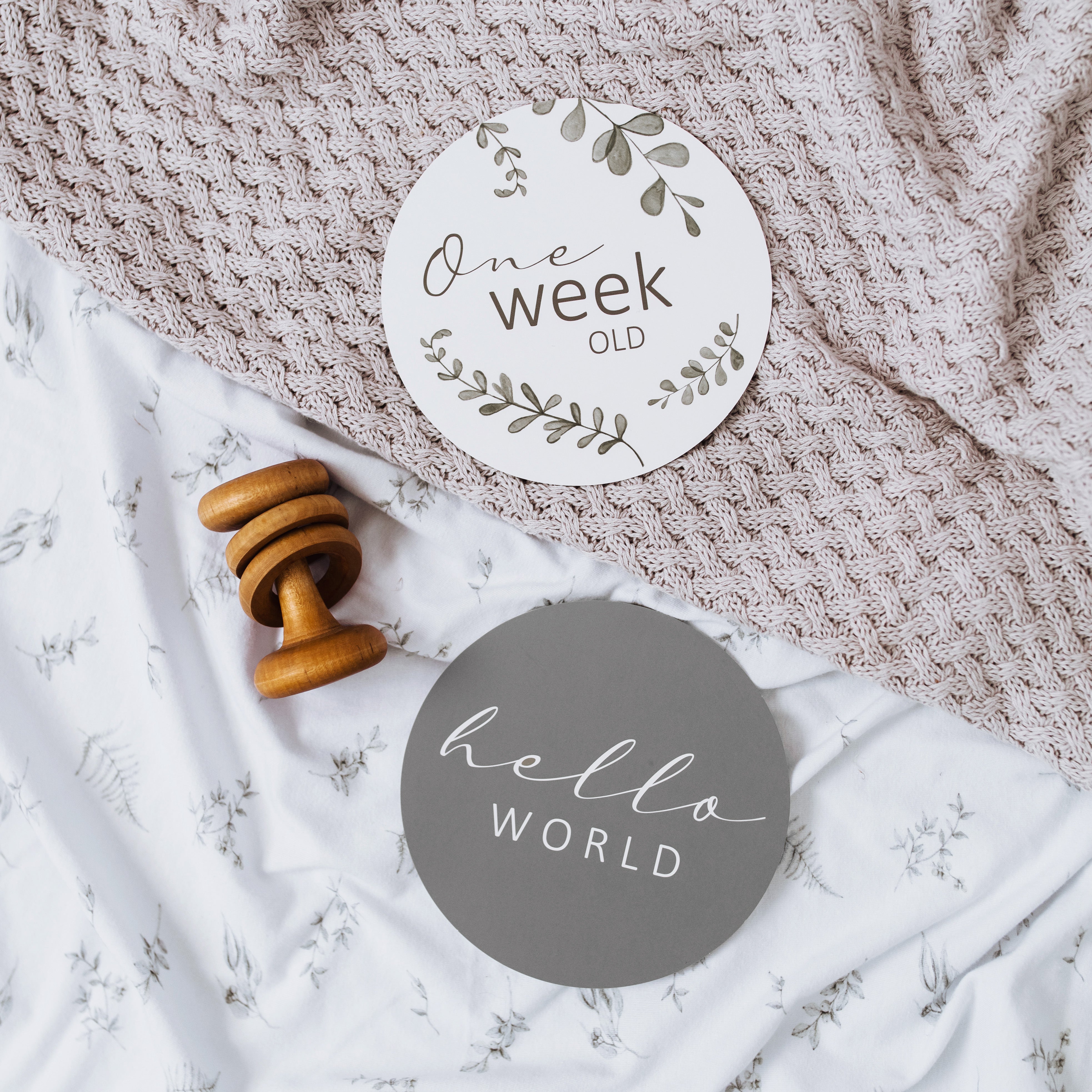 Snuggle Hunny Reversible Milestone Cards Wild Fern and Grey