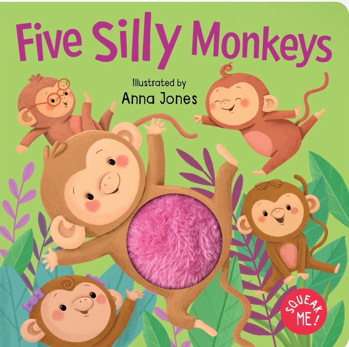 Squeaky Plush Board Book Five Silly Monkeys