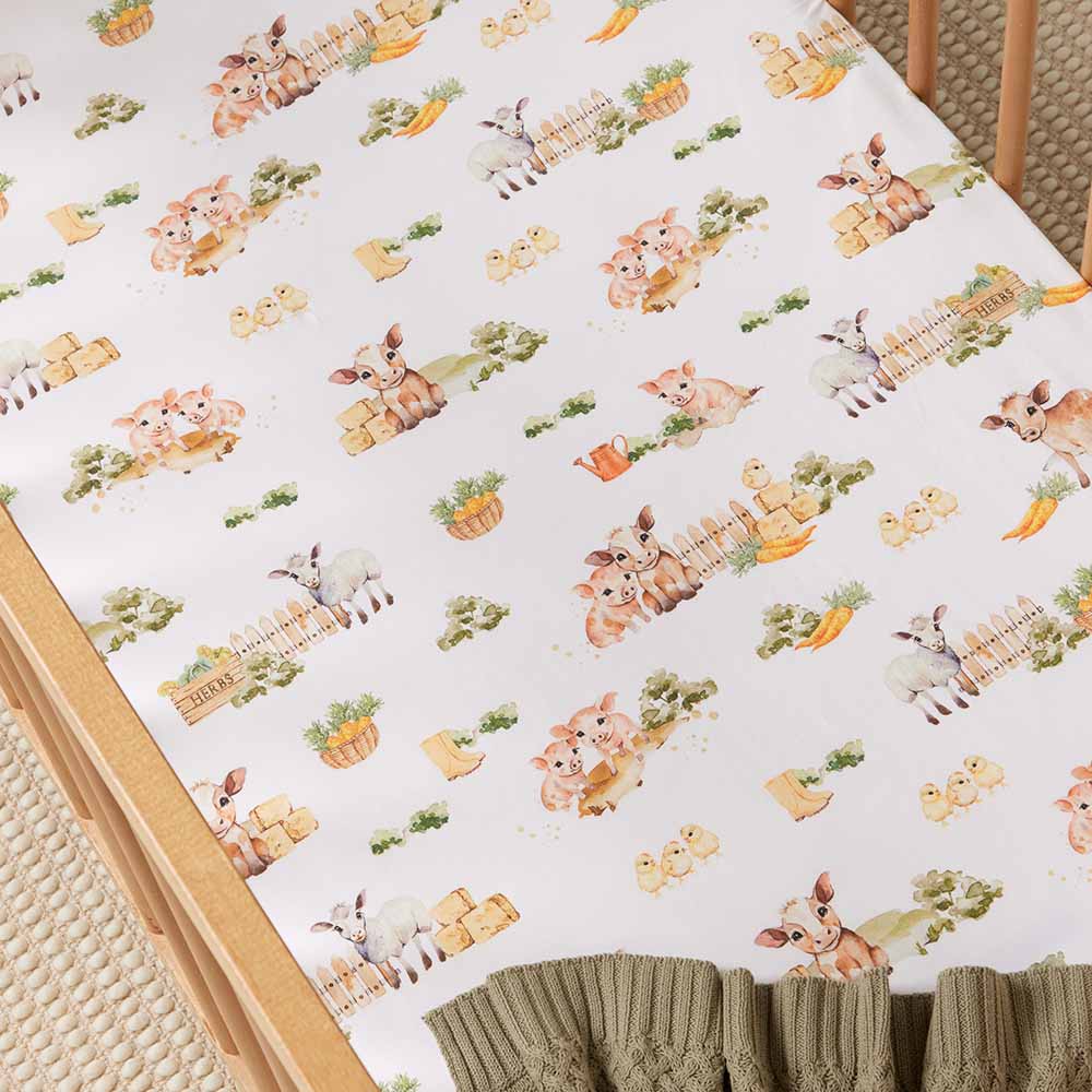 Snuggle Hunny Farm Organic Fitted Cot Sheet