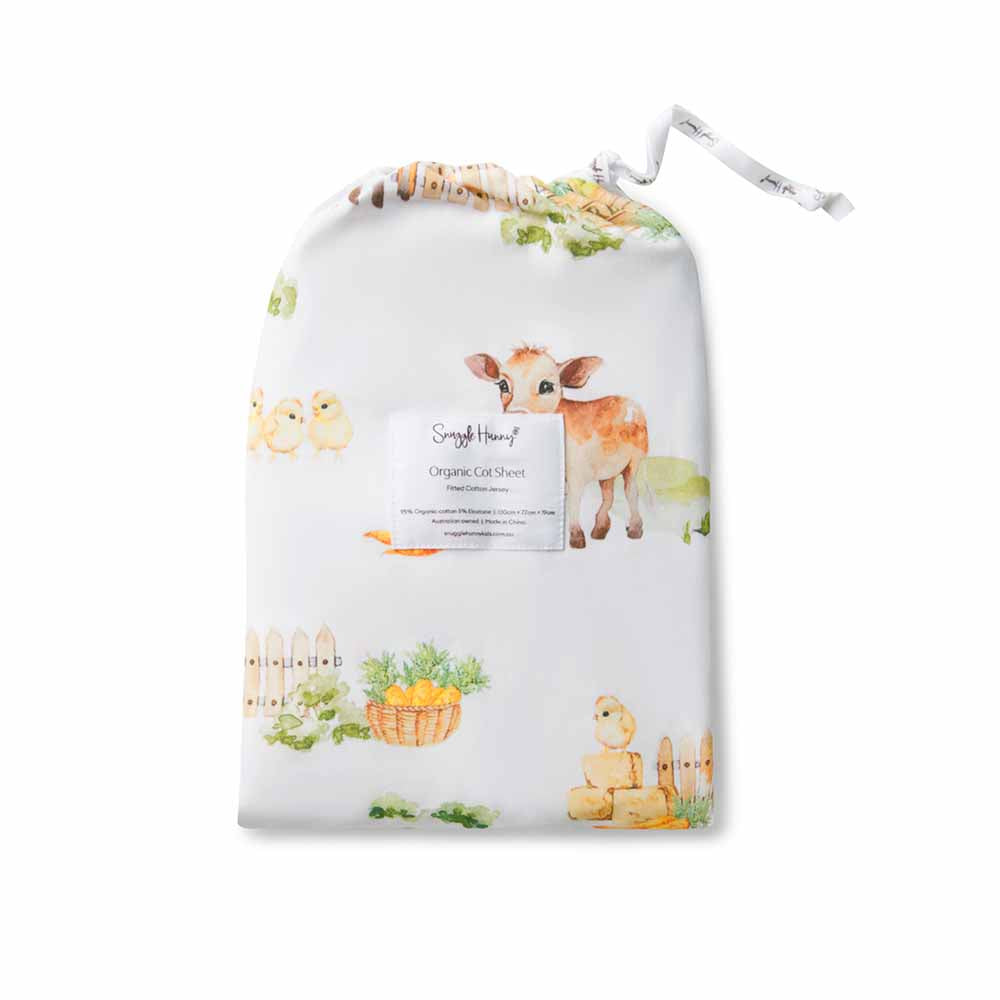 Snuggle Hunny Farm Organic Fitted Cot Sheet