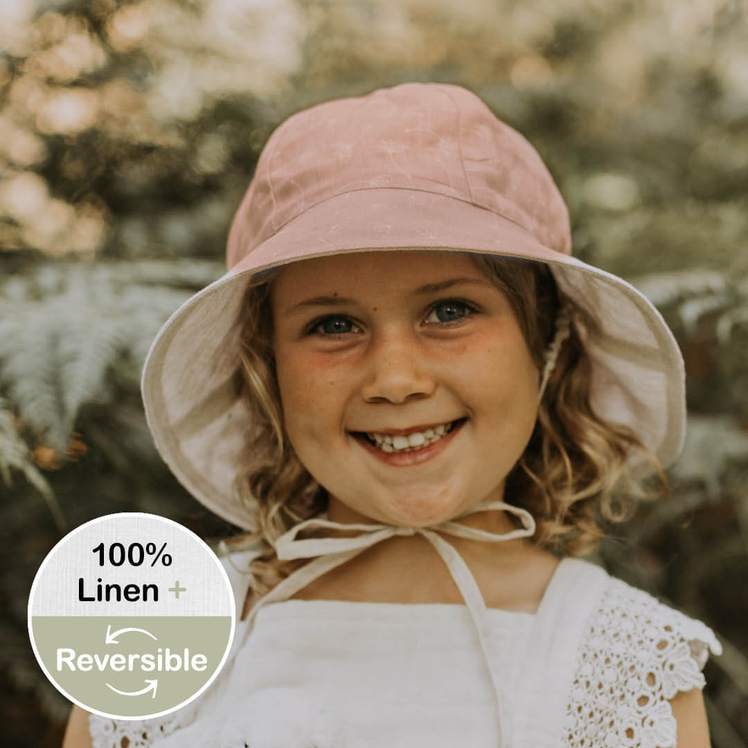 Bedhead Heritage Girls Reversible Panelled Bucket Sun Hat - Frances/flax