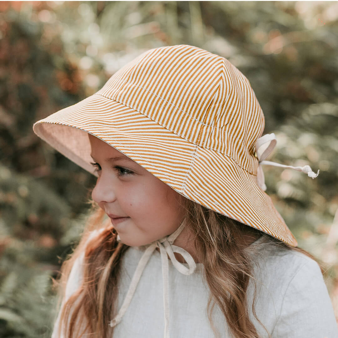 Bedhead Heritage Girls Reversible Panelled Bucket Sun Hat - Frankie/flax