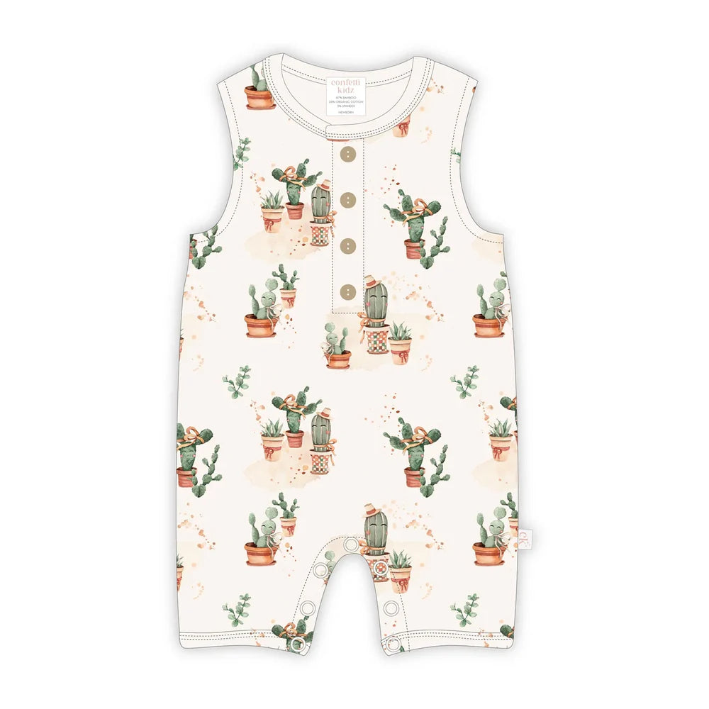 Confetti Kidz Sleeveless Romper - Happy Cactus